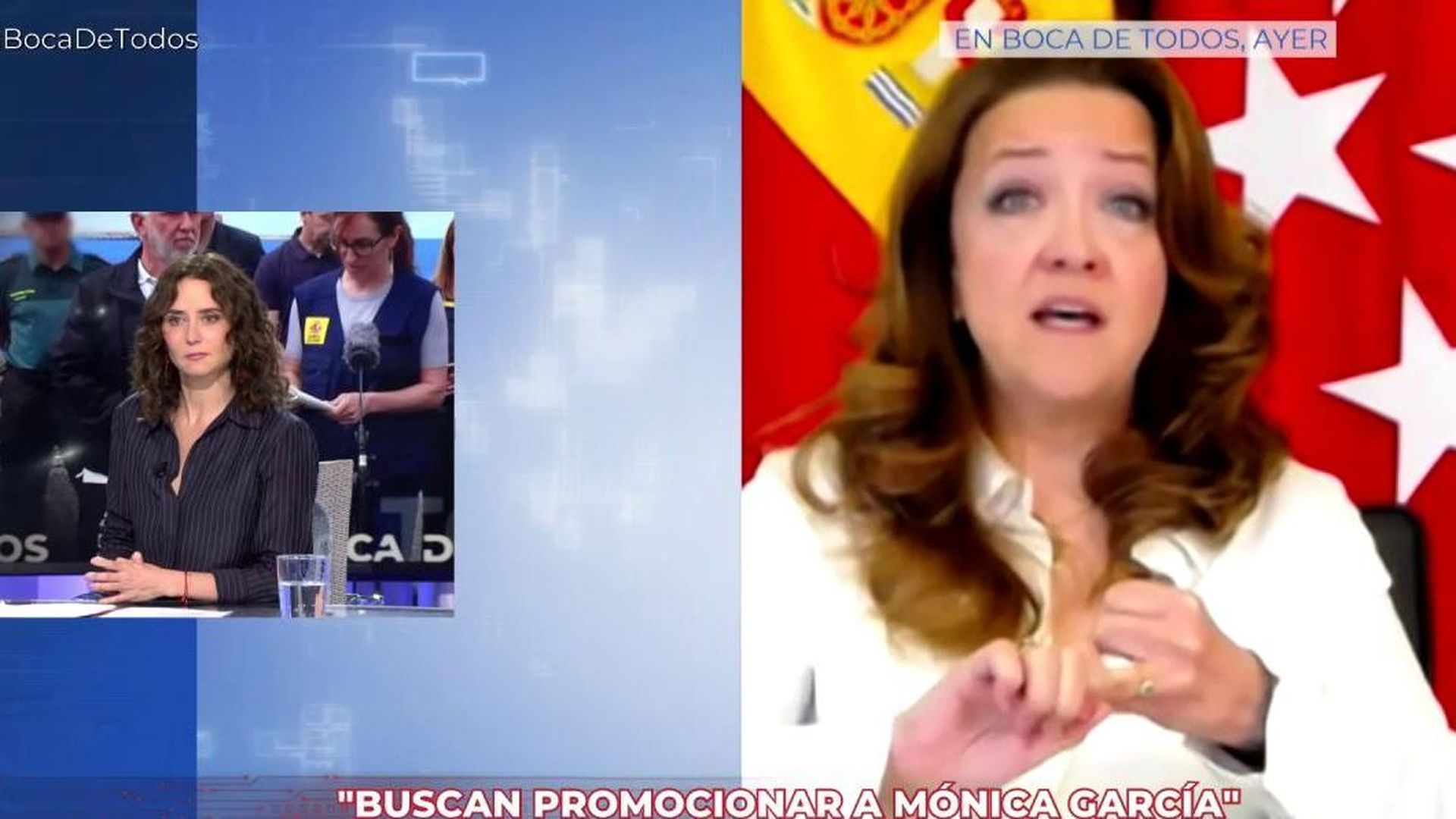 Isabel Díaz Ayuso justifica el “Licuaba” de Fátima Matute sobre Mónica García