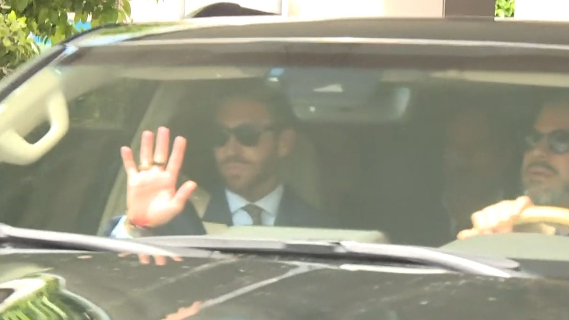 Sergio Ramos, abandonando la reunión
