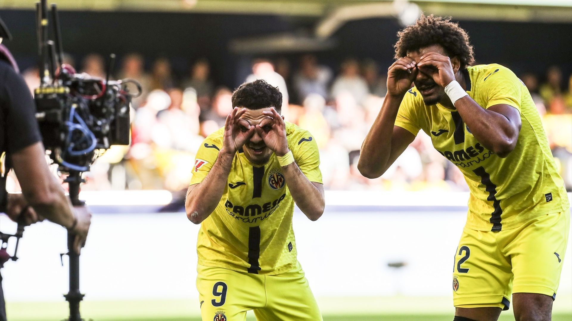 Celebración de uno de los goles del Villarreal ante el Sevilla