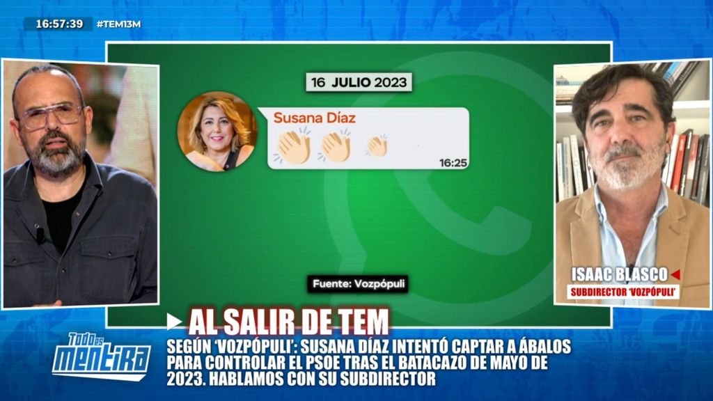El motivo por el que Susana Díaz trató de captar a Ábalos, según Isaac Blasco: "Se siente culpable de haber credo al monstruo"