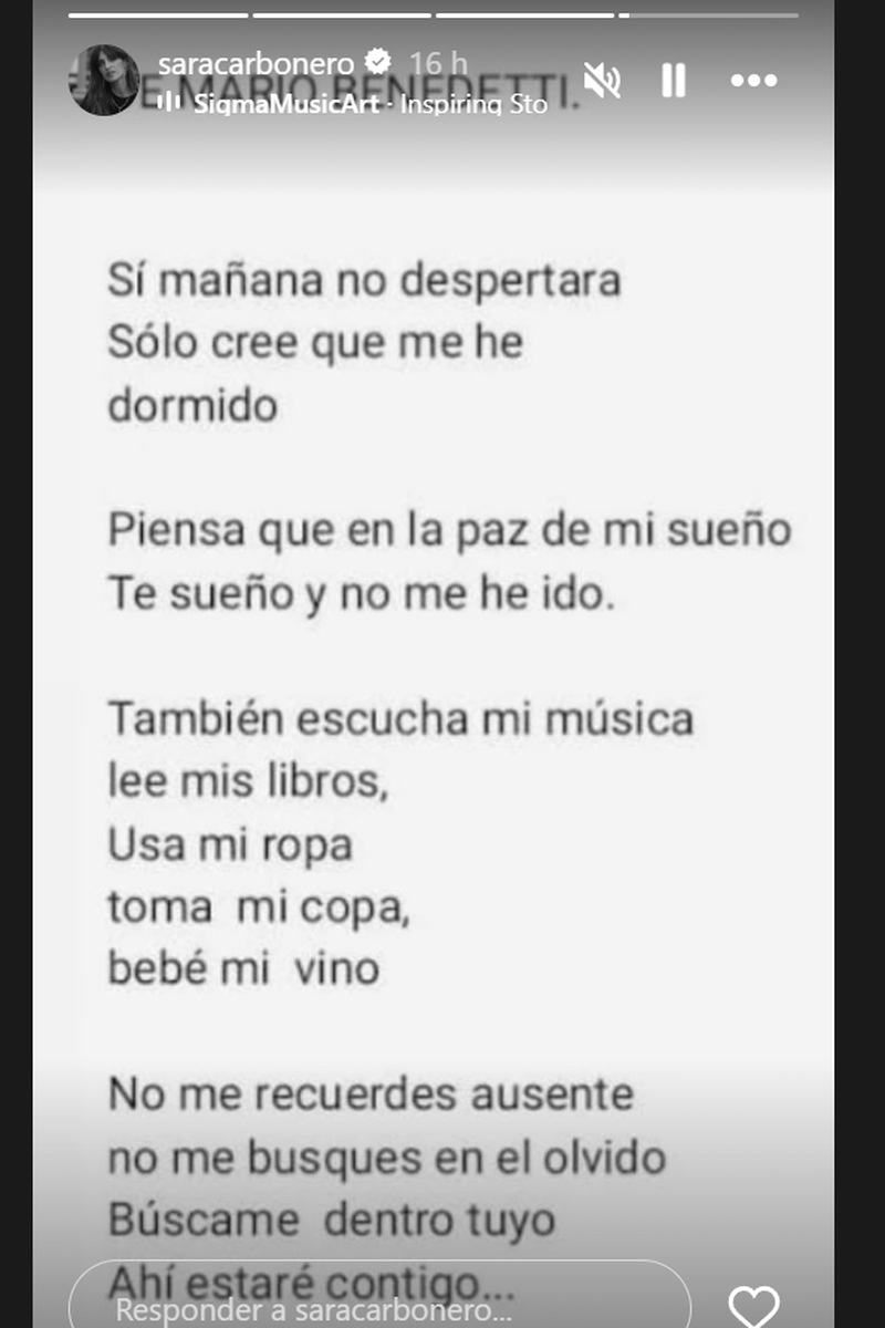 El triste mensaje sobre la pérdida que ha compartido Sara Carbonero