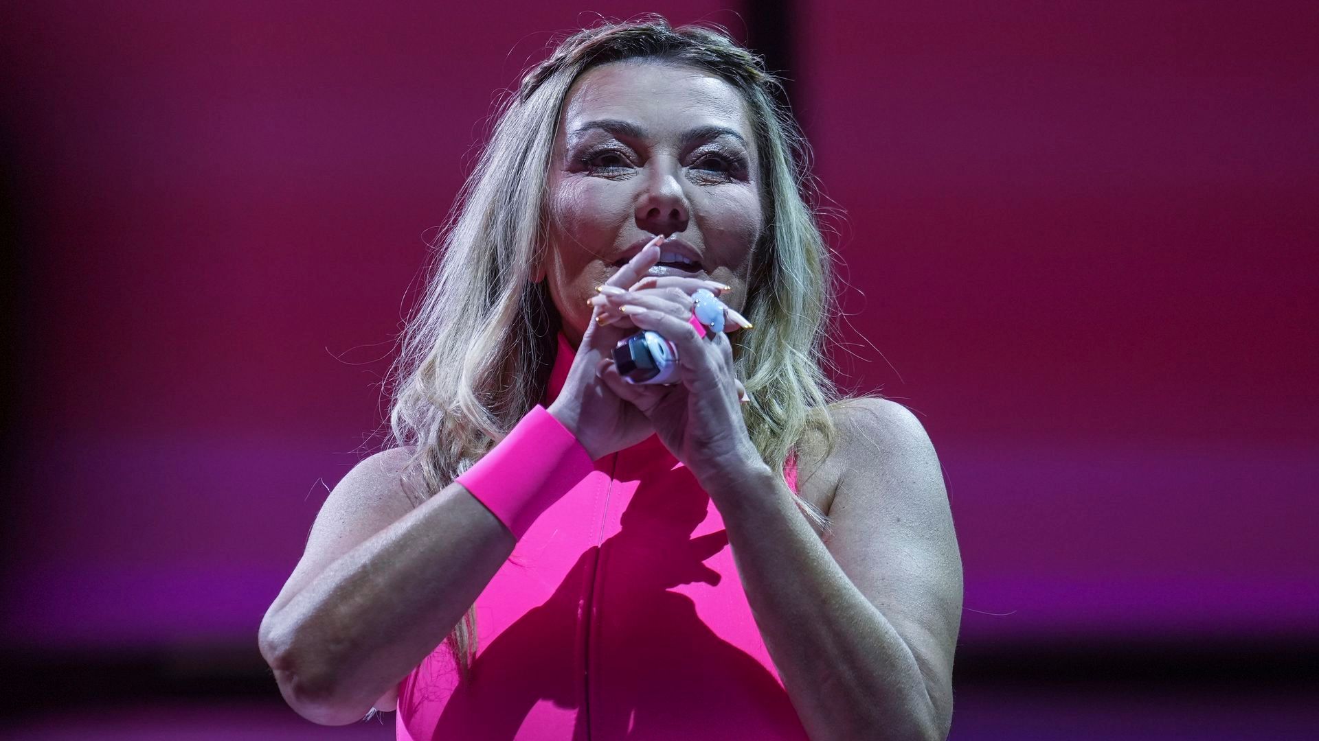 La cantante de La Oreja de Van Gogh, Amaia Montero, durante su concierto, en el Bizkaia Arena BEC La cantante de La Oreja de Van Gogh, Amaia Montero, durante su concierto, en el Bizkaia Arena BEC
