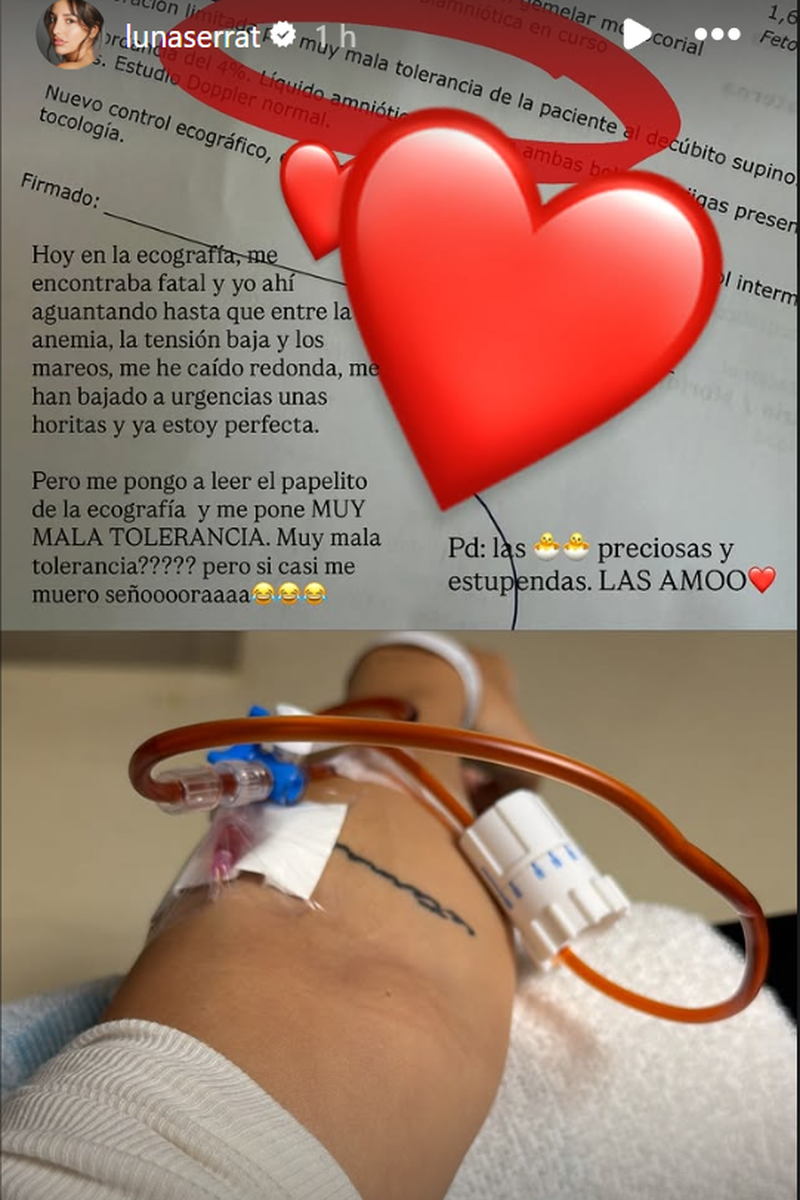 Luna Serrat comparte una imagen desde el hospital