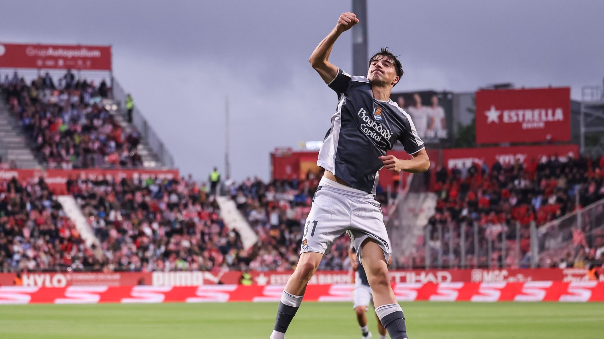 Jon Martín celebrando su gol en Montilivi