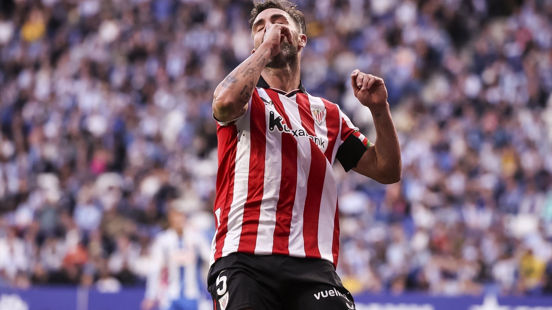 Yeray se lamenta en la derrota ante el Espanyol en Cornellá