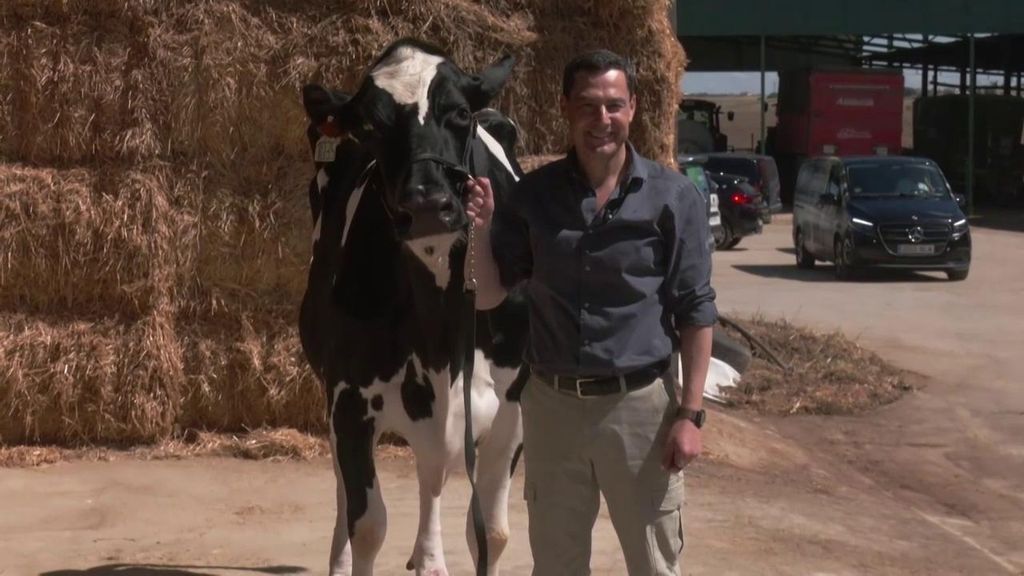 Las vacas talismán de Juanma Moreno para las elecciones en Andalucía: no falla en su visita desde 2019