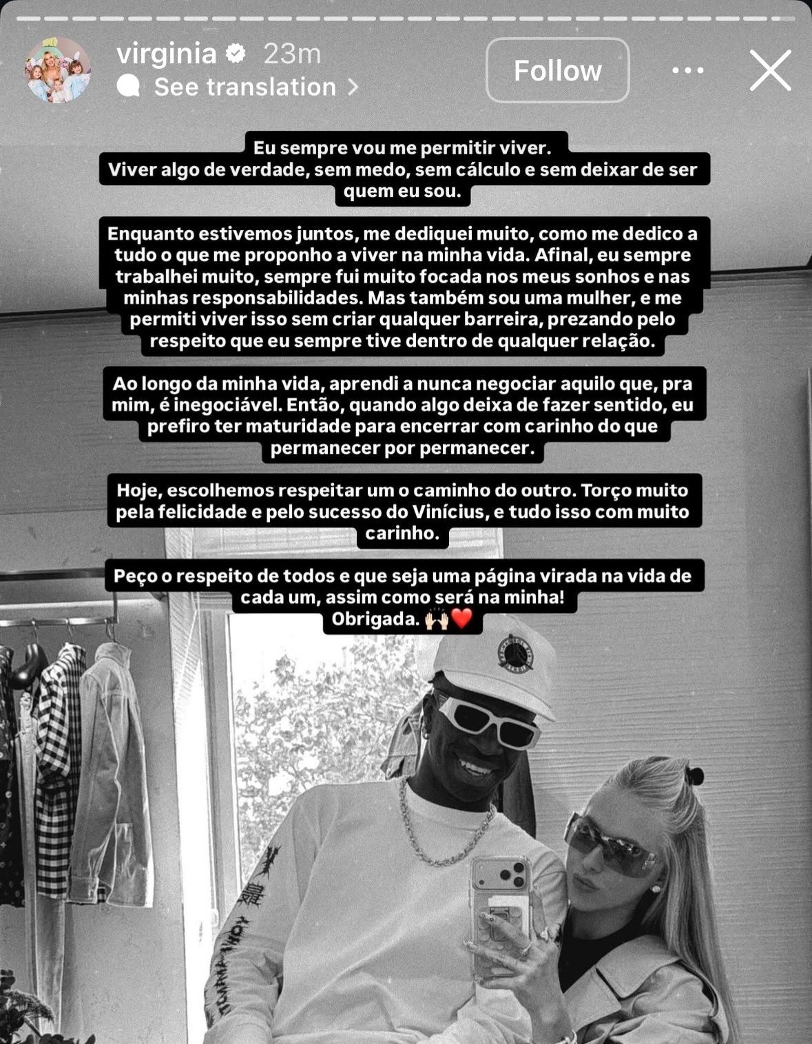 Virginia Fonseca anuncia su ruptura con Vinicius