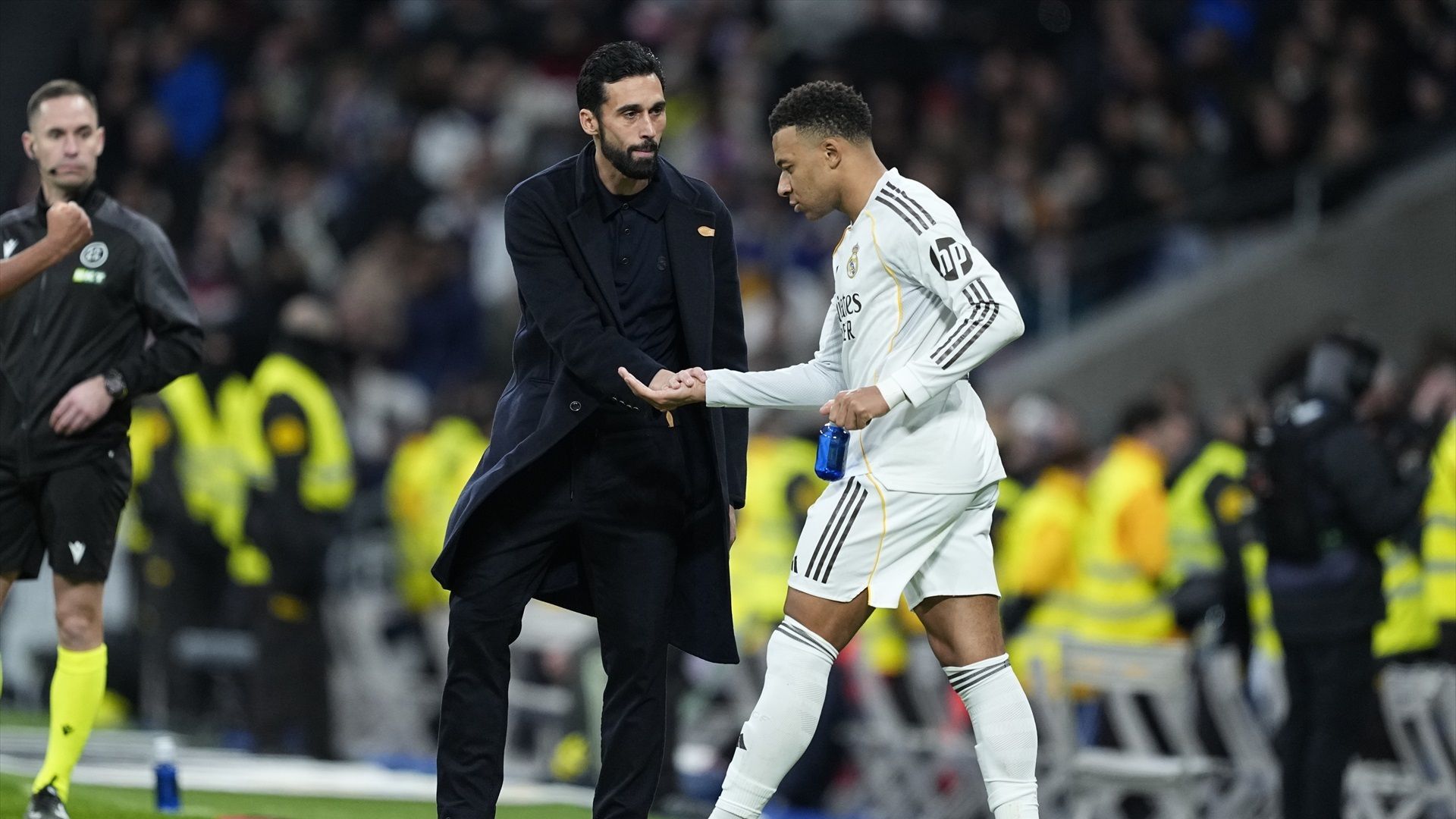 Arbeloa y Mbappé, en un partido