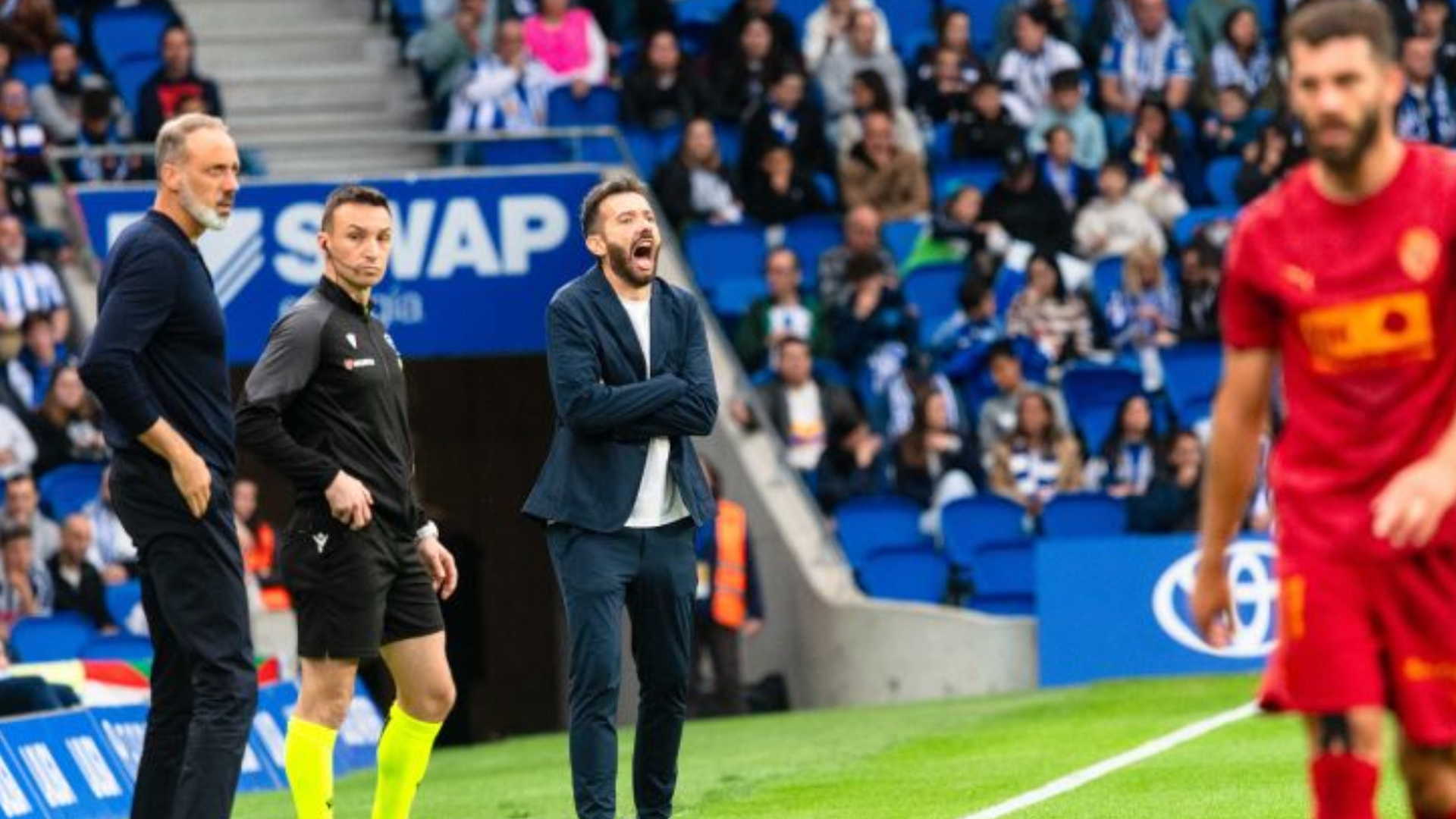 Carlos Corberán grita en Anoeta
