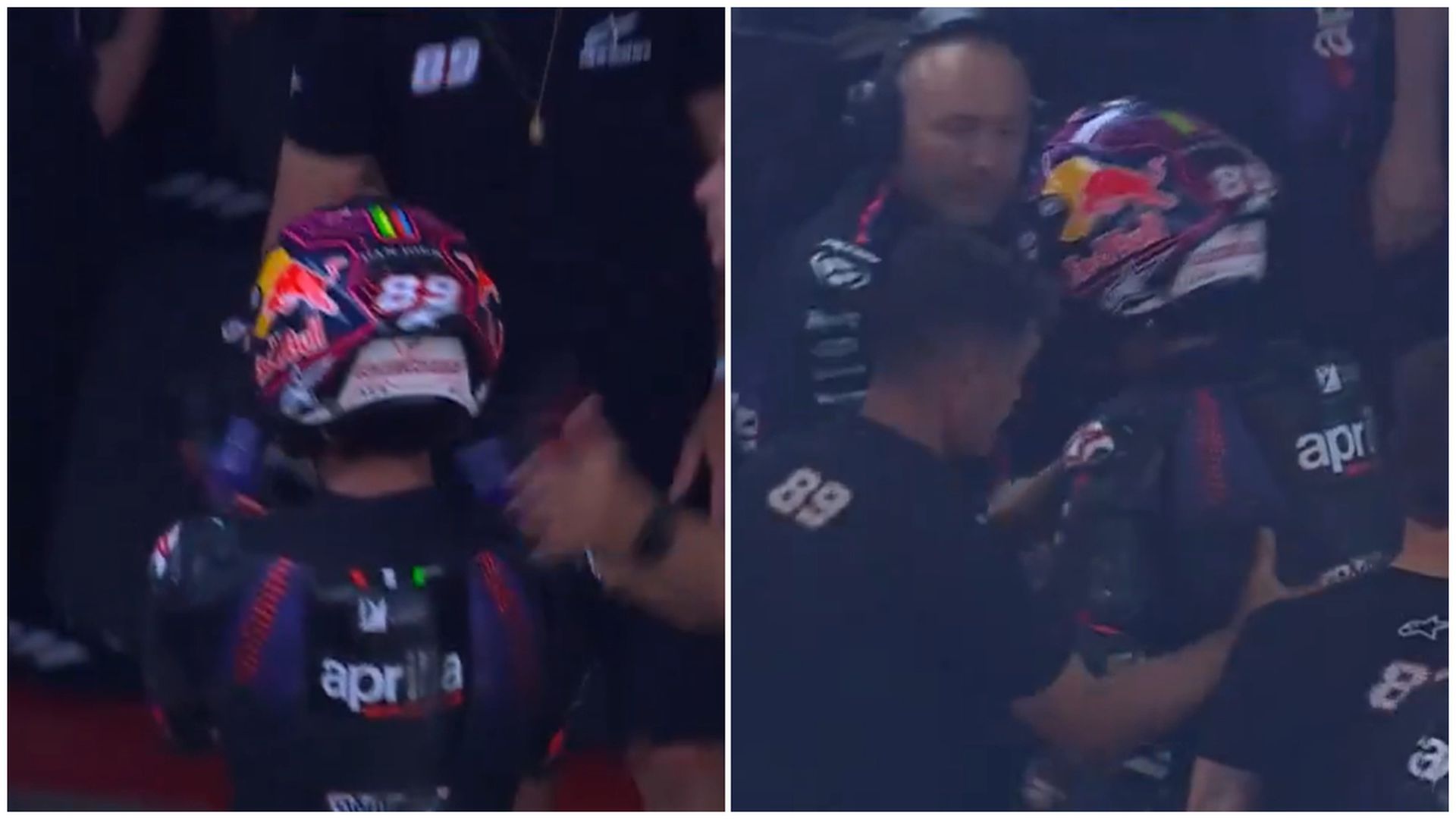 Jorge Martín, entrando en el box de Aprilia