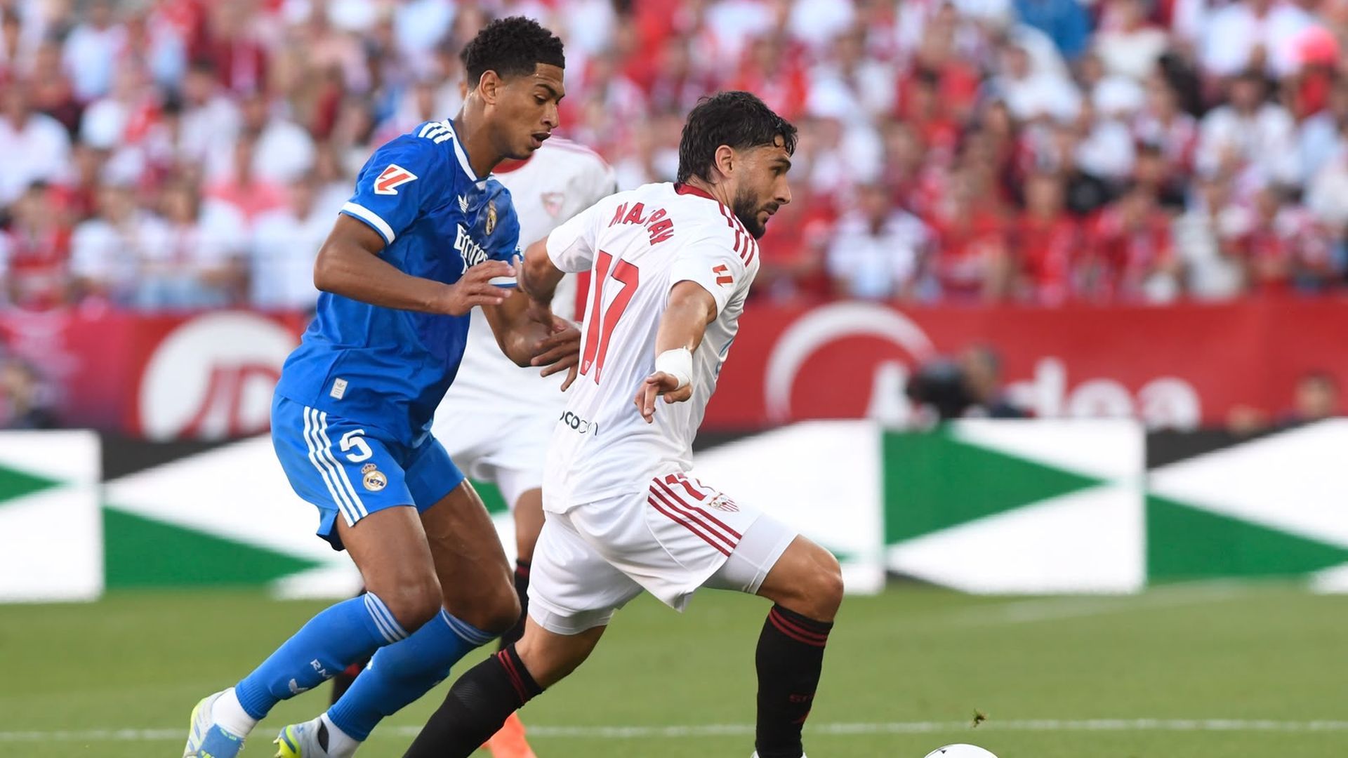 Maupay y Bellingham, en el Sevilla-Real Madrid