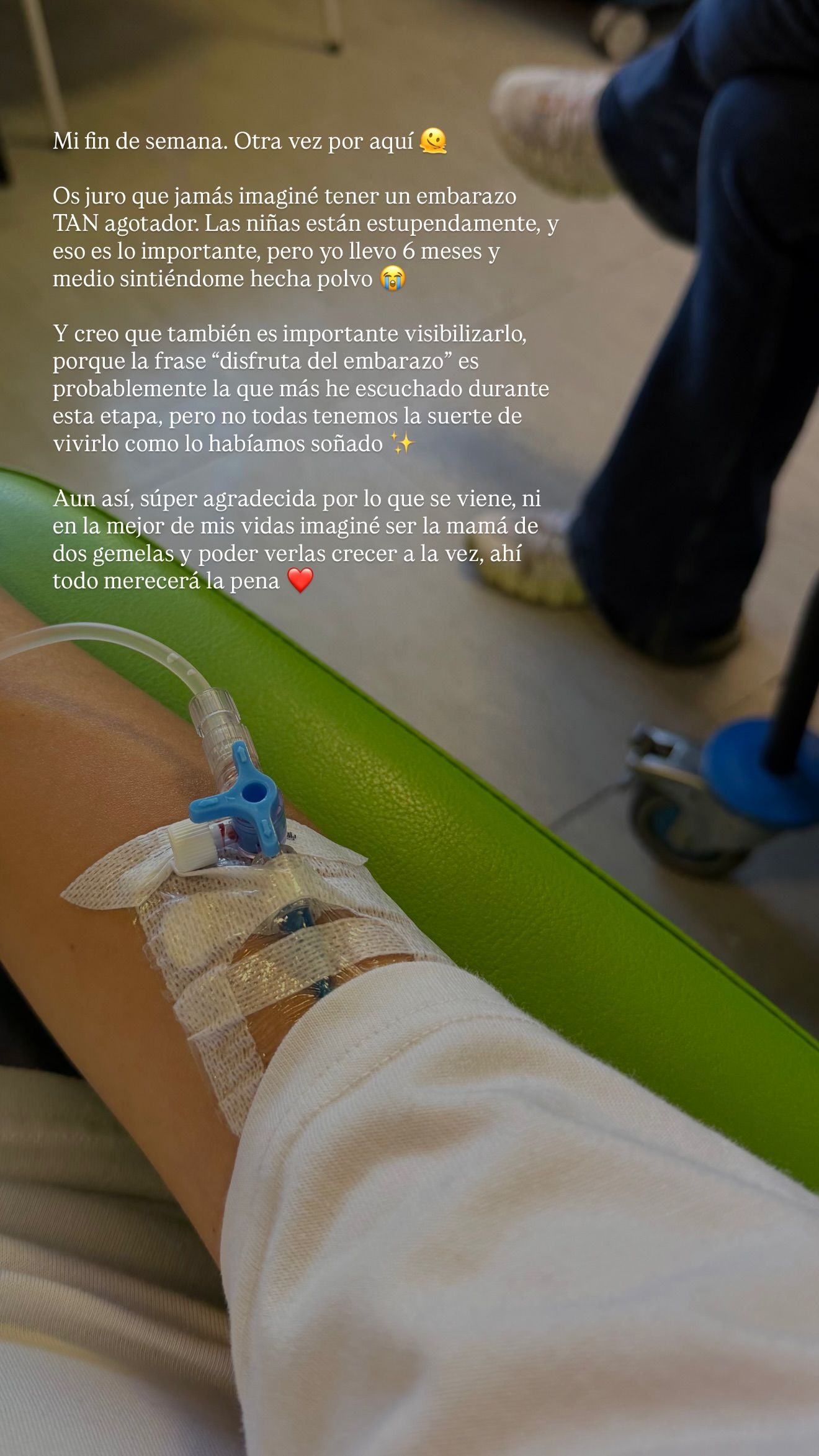 Luna Serrat comparte una imagen desde el hospital