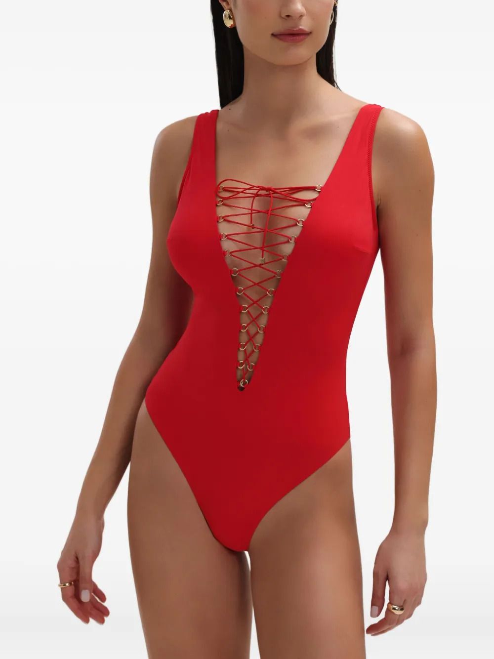 Bañador rojo lace up de Noire Swimwear