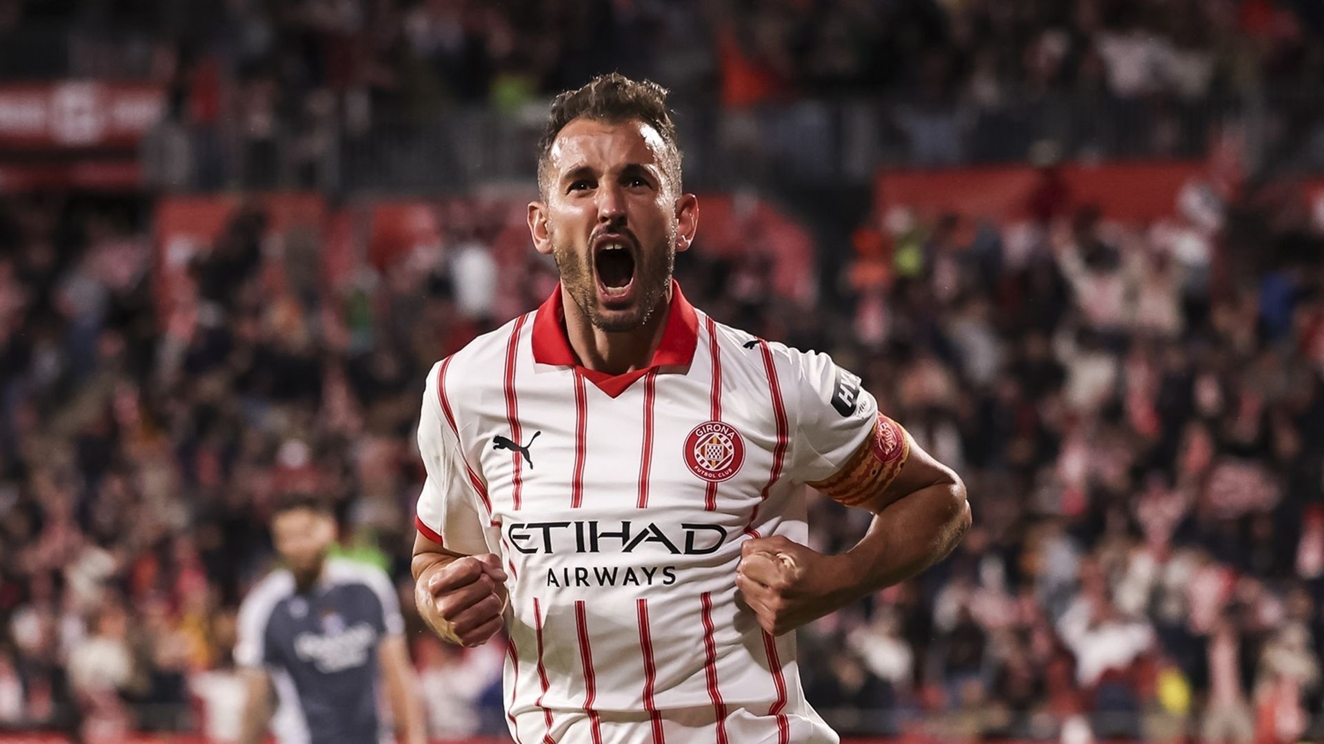Christian Stuani celebrando un gol frente a la Real Sociedad esta temporada Christian Stuani celebrando un gol frente a la Real Sociedad esta temporada