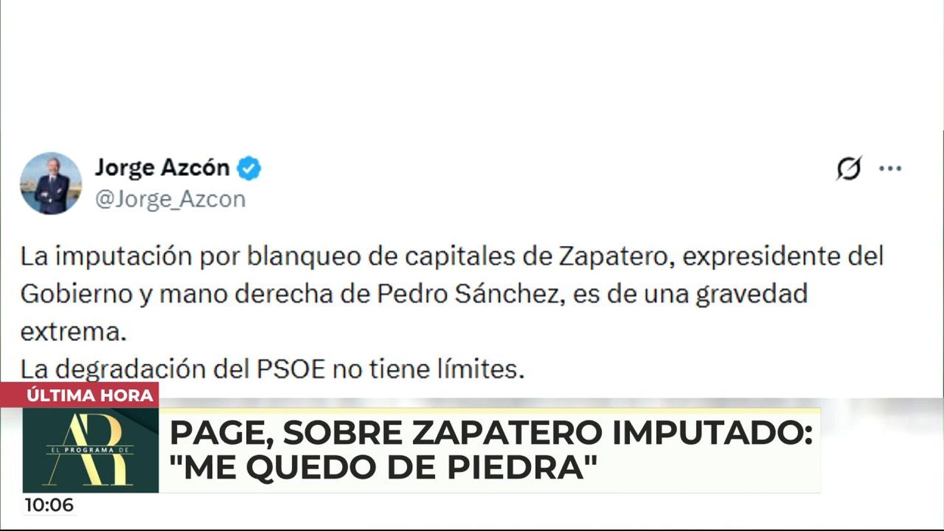 Primeras reacciones ante la imputación de Zapatero