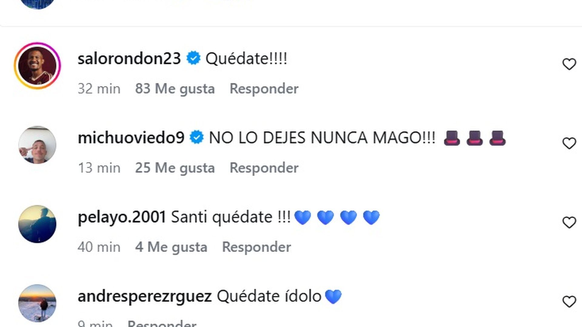 Respuestas al mensaje de Santi Cazorla en las redes sociales.