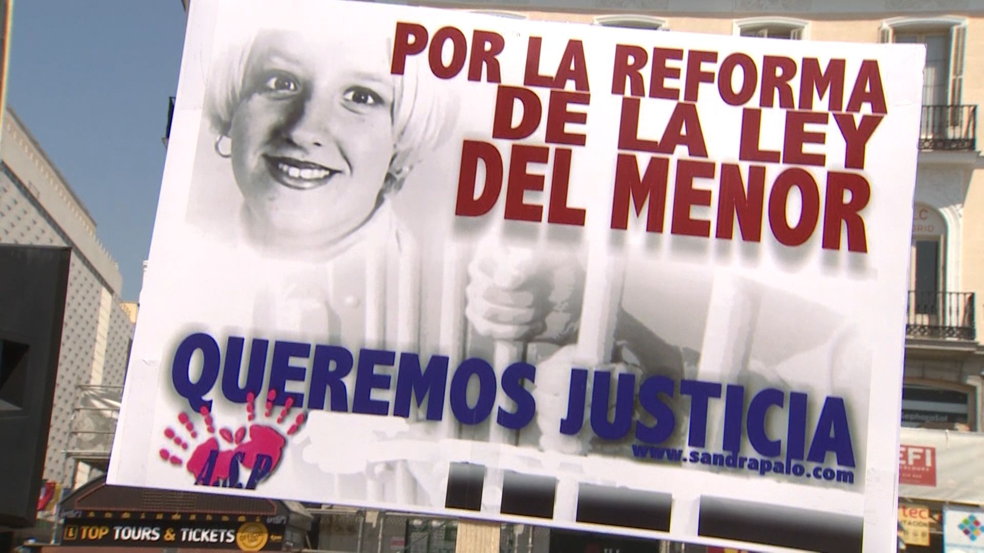 Cartel en una protesta por el crimen de Sandra Palo