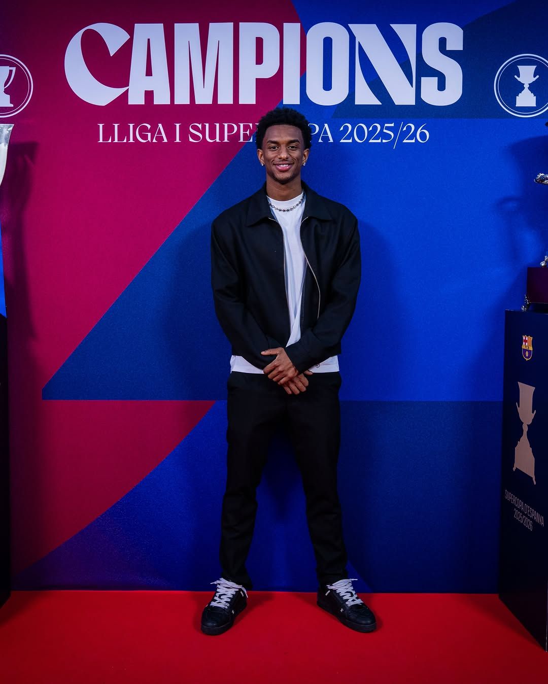 Alejandro Balde, en la cena de celebración del Barcelona
