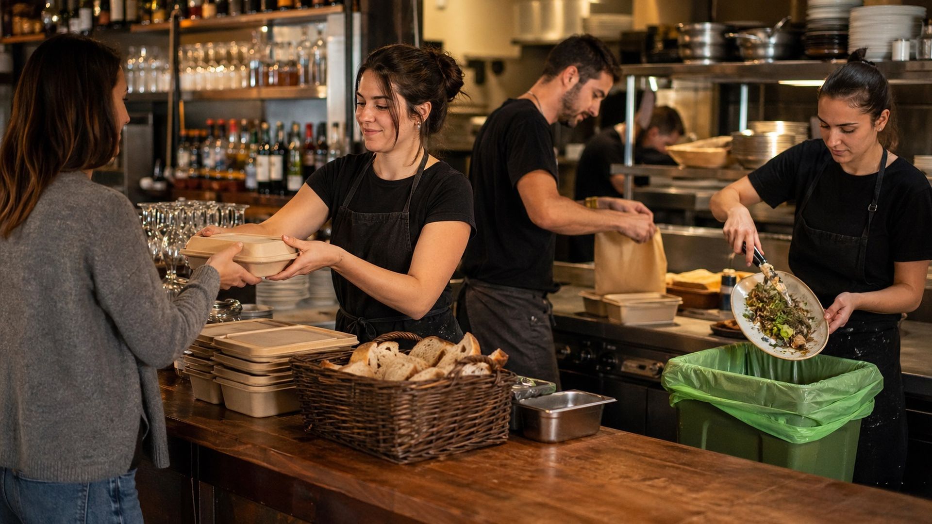 En un restaurante pidiendo las sobras En un restaurante pidiendo las sobras