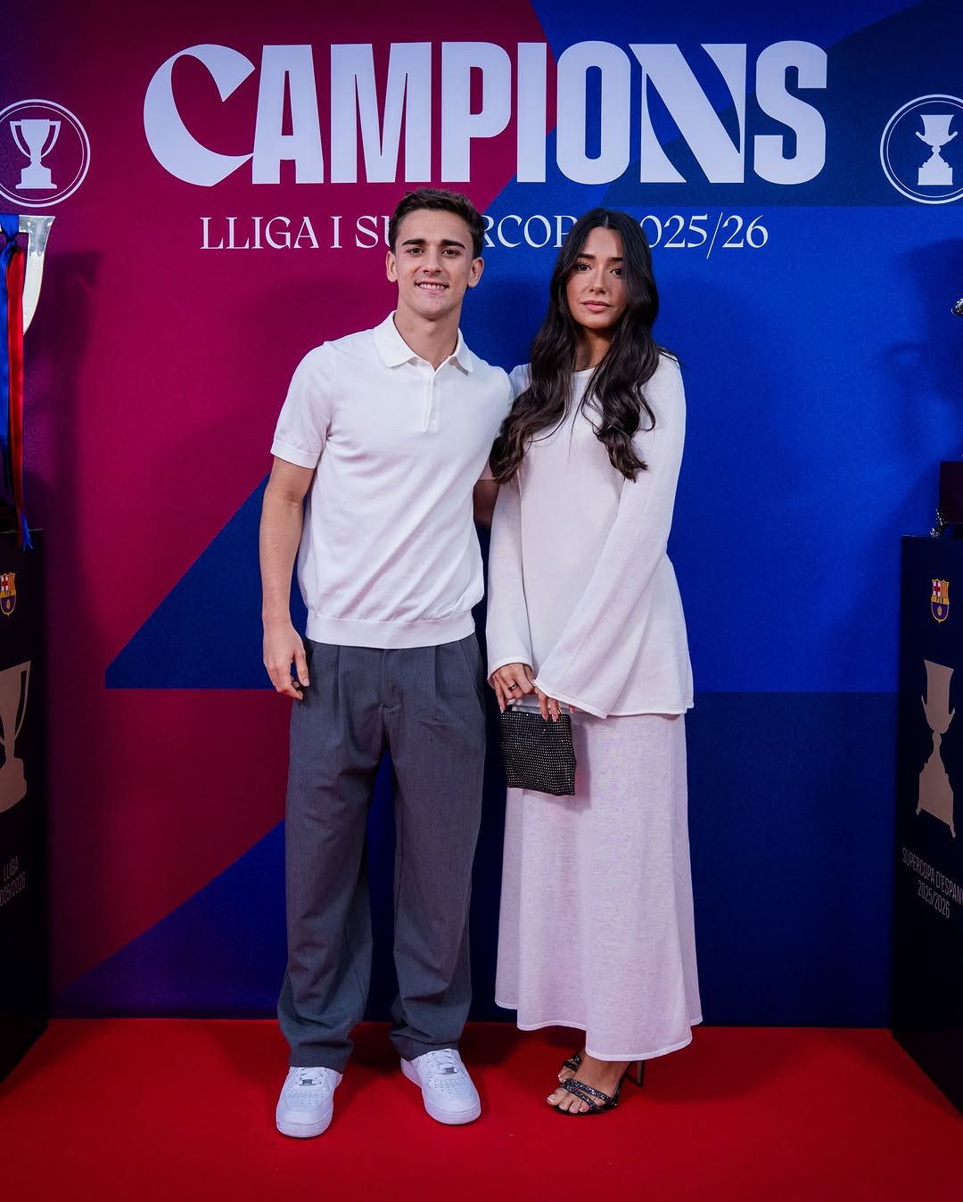 Gavi y Ana Pelayo, en la cena de celebración del Barcelona