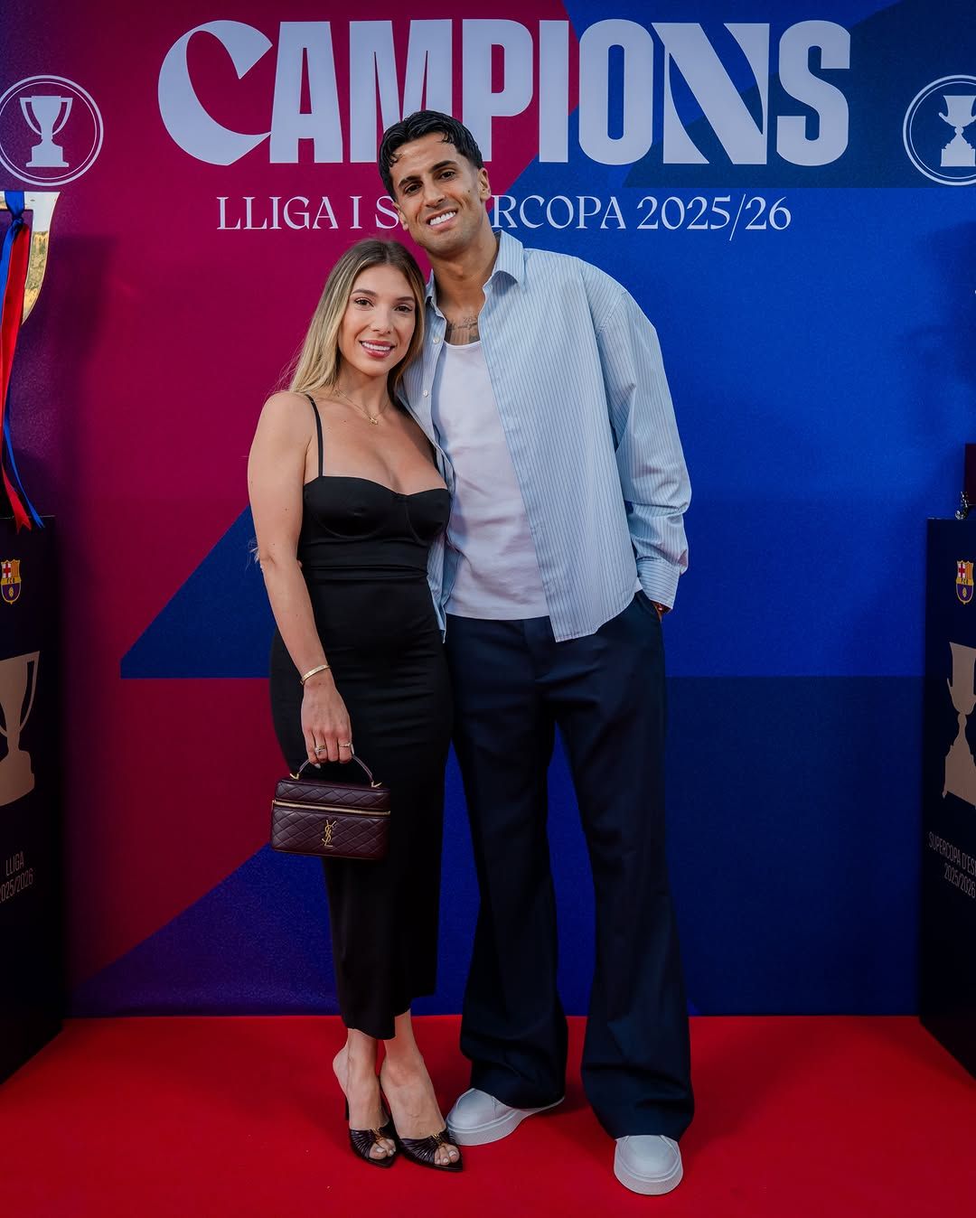 Joao Cancelo y Daniela Machado en la cena de celebración del Barcelona