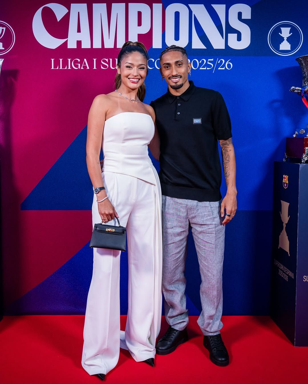 Rapinha y Natalia Rodrigues, en la cena de celebración del Barcelona
