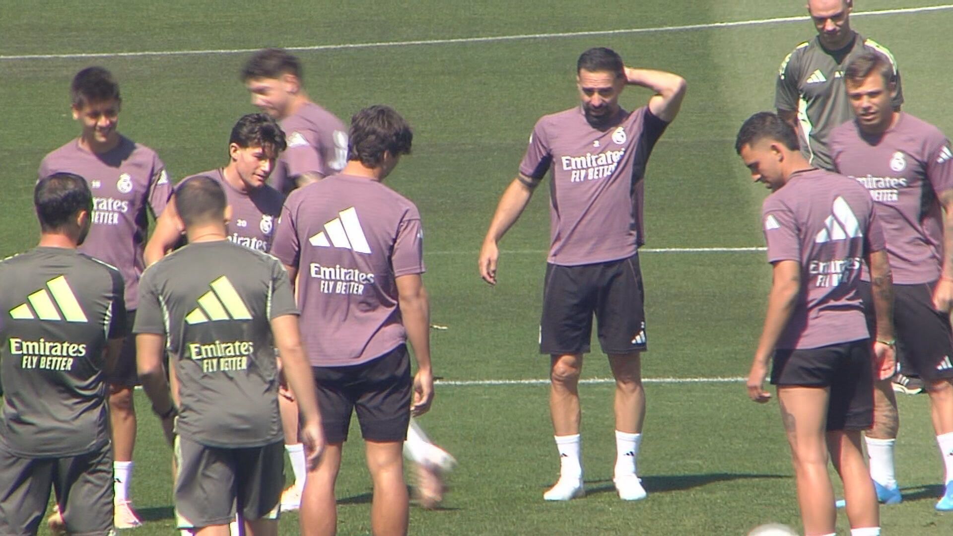 Dani Carvajal, en su último entrenamiento con el Real Madrid