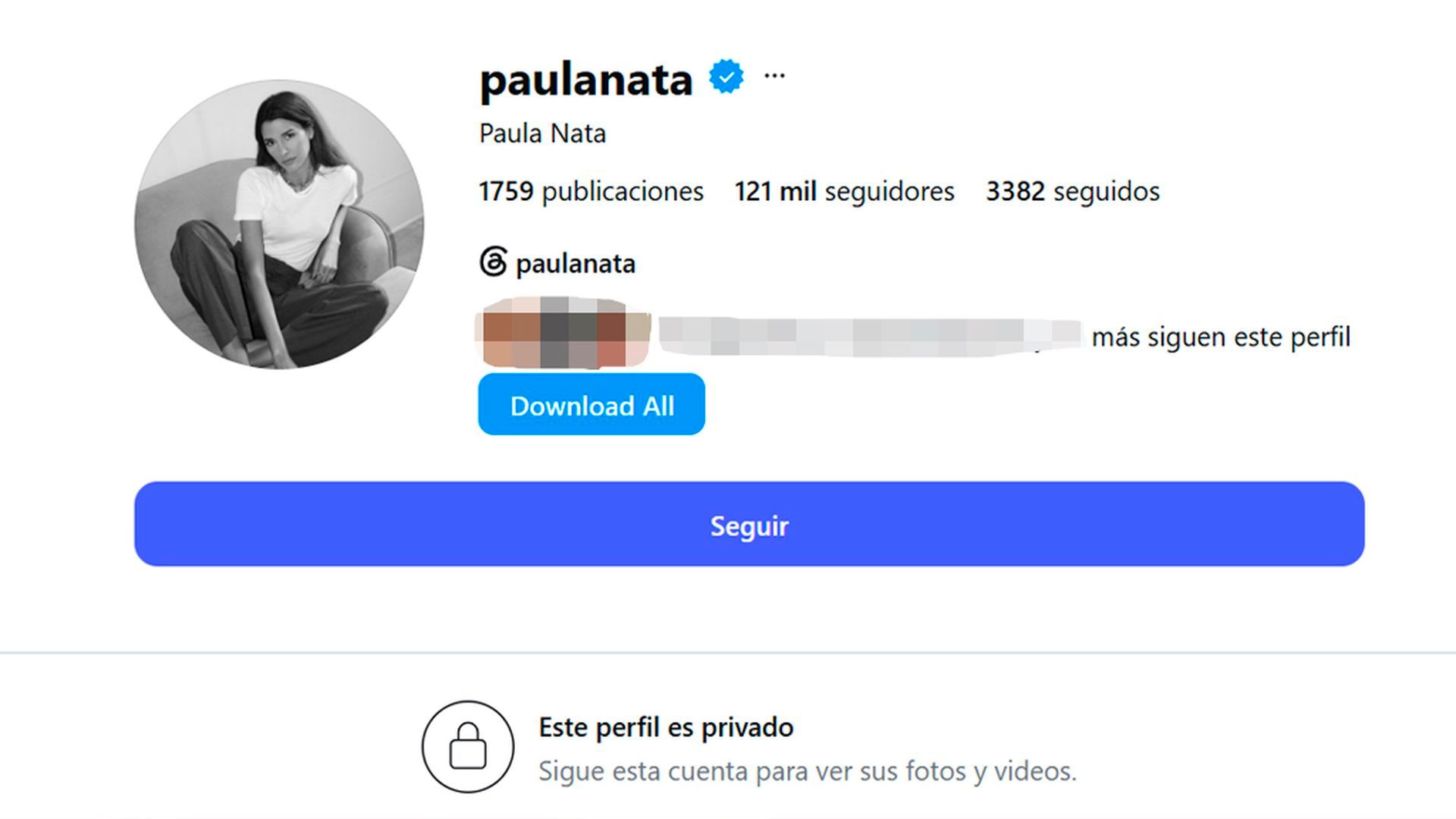 El perfil de Paula Nata ha pasado a ser privado en las últimas horas, tras las novedades en el caso Andic