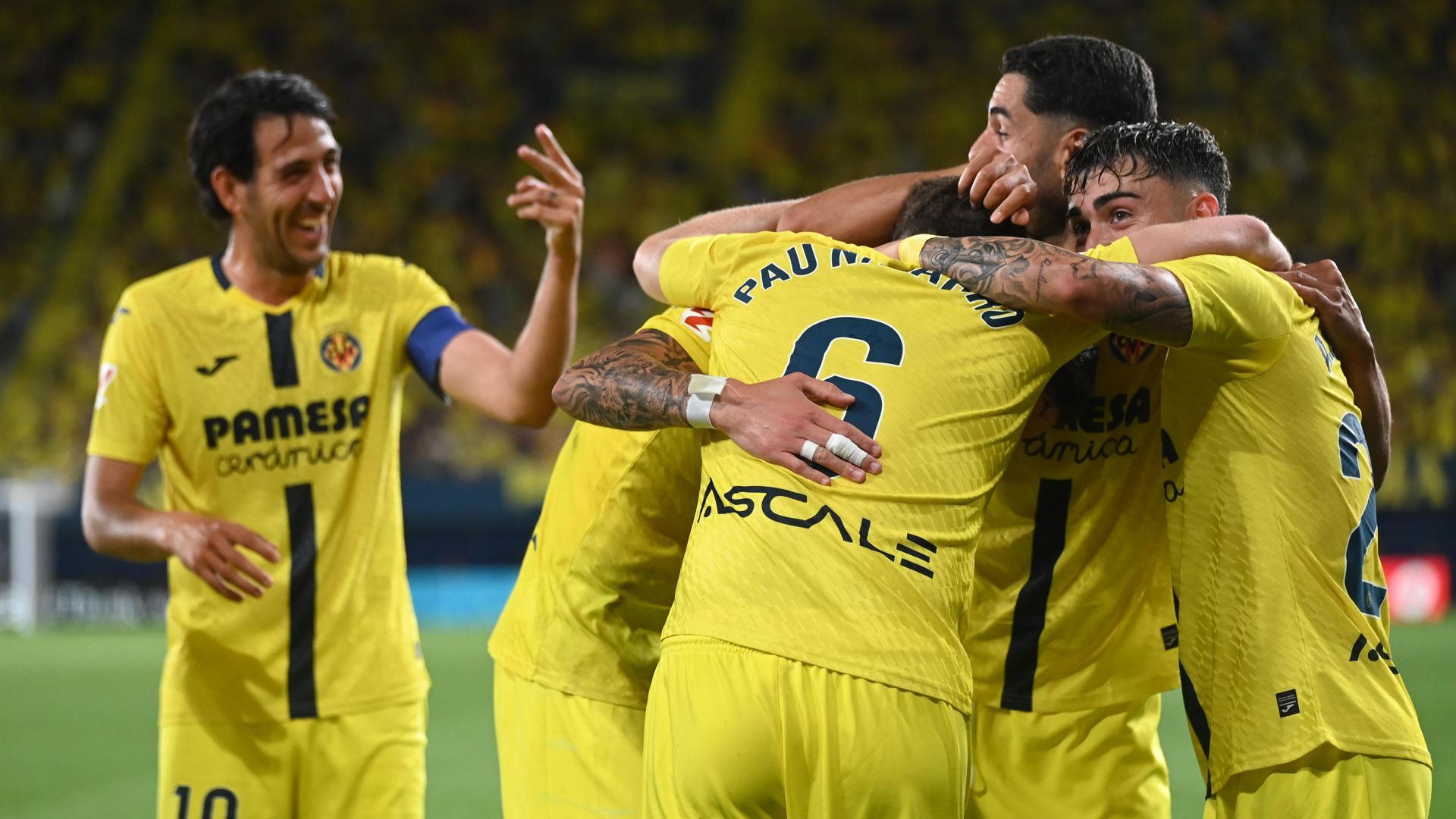 Los jugadores del Villarreal celebrando un gol