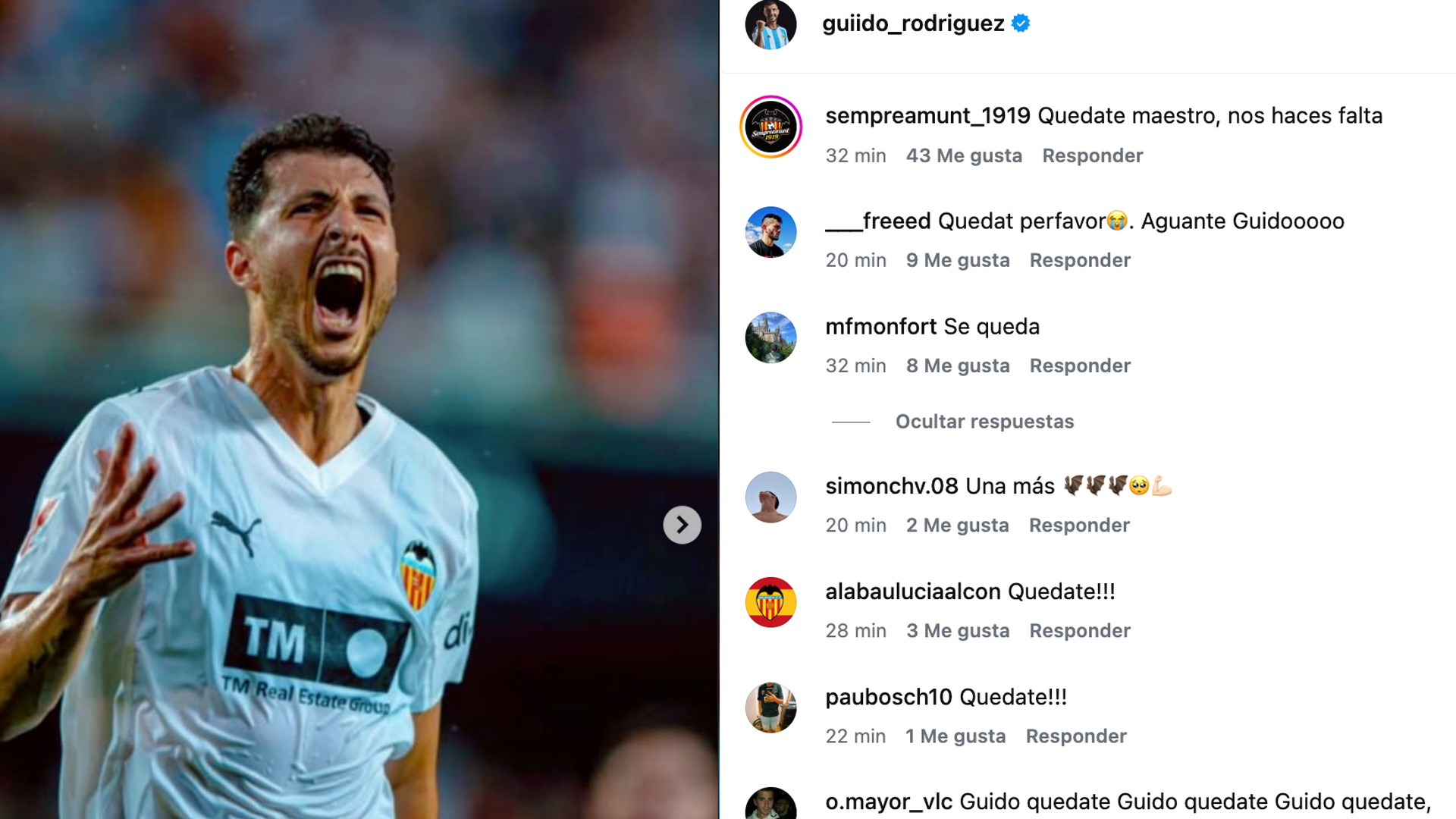 La afición le pide a Guido que se quede