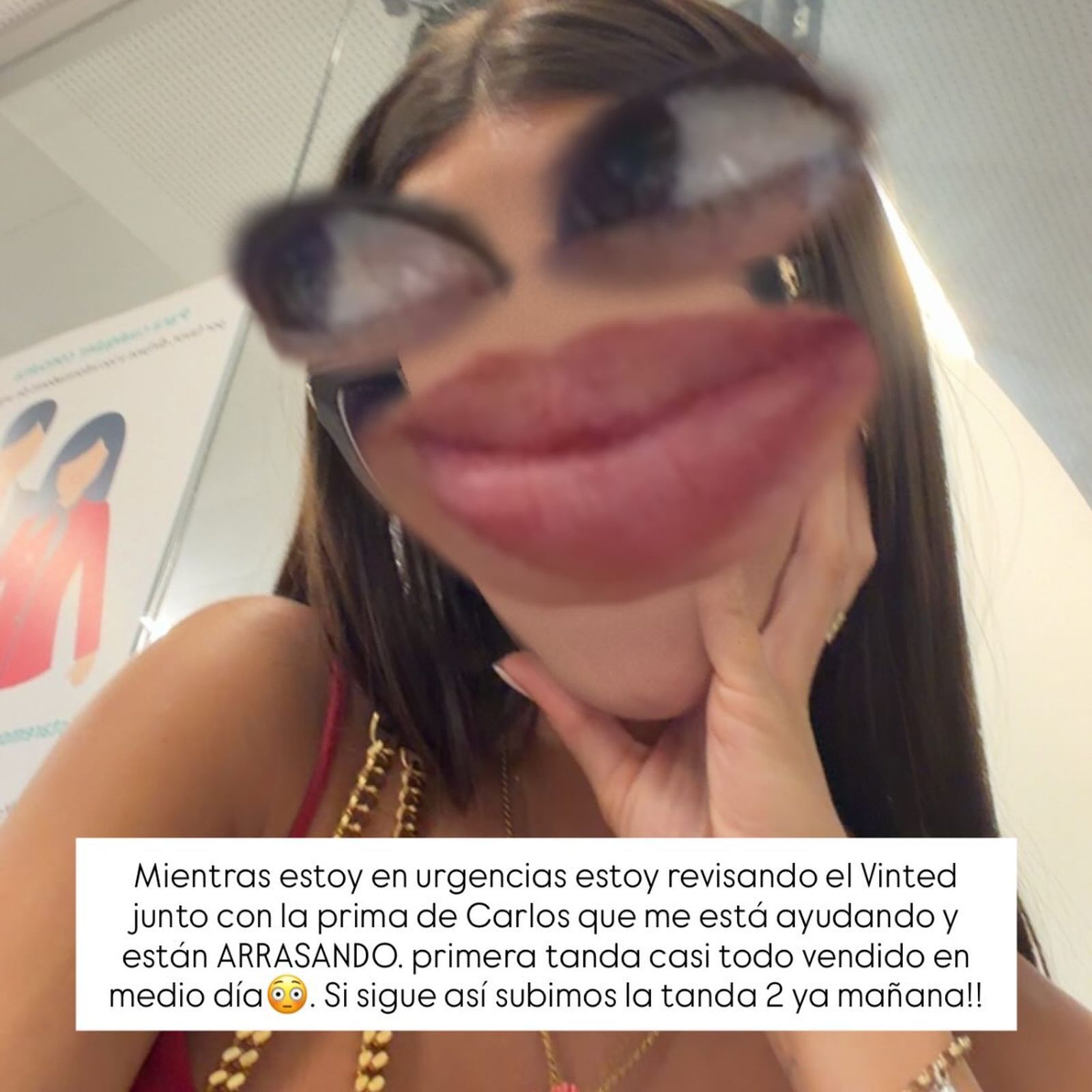 Tania Déniz anunciando que estaba en urgencias
