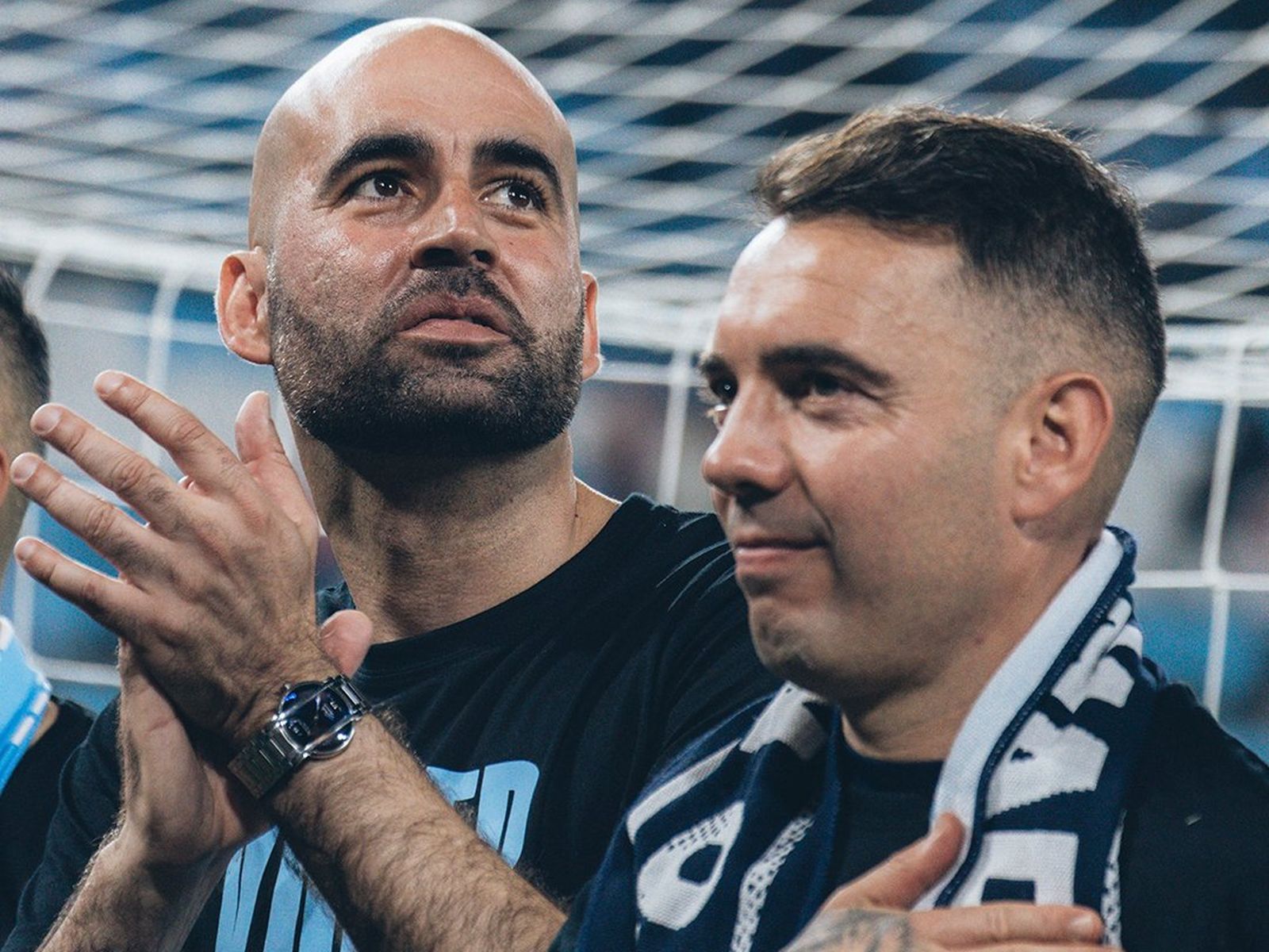 Claudio Giráldez en Balaídos con Iago Aspas