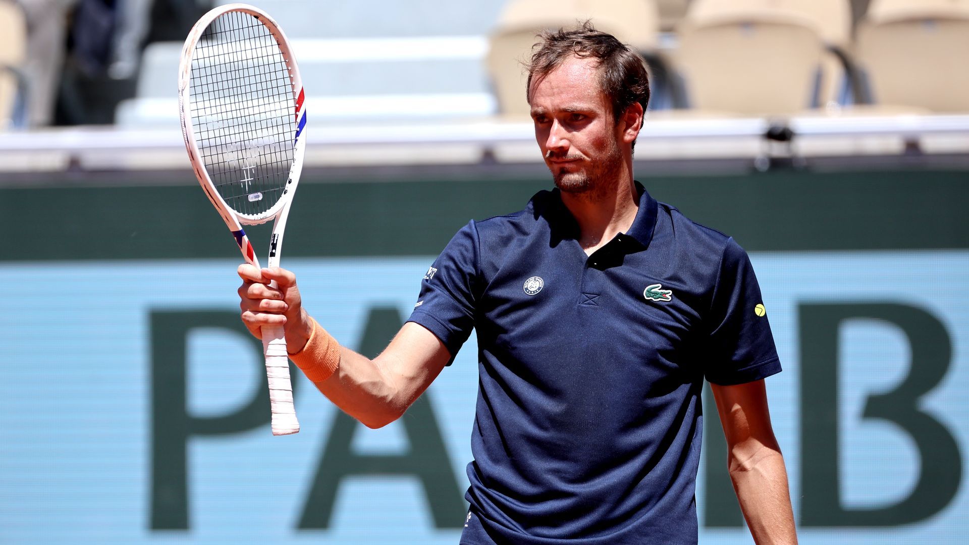 Daniil Medvedev, durante su último partido en Roland Garros. Daniil Medvedev, durante su último partido en Roland Garros.