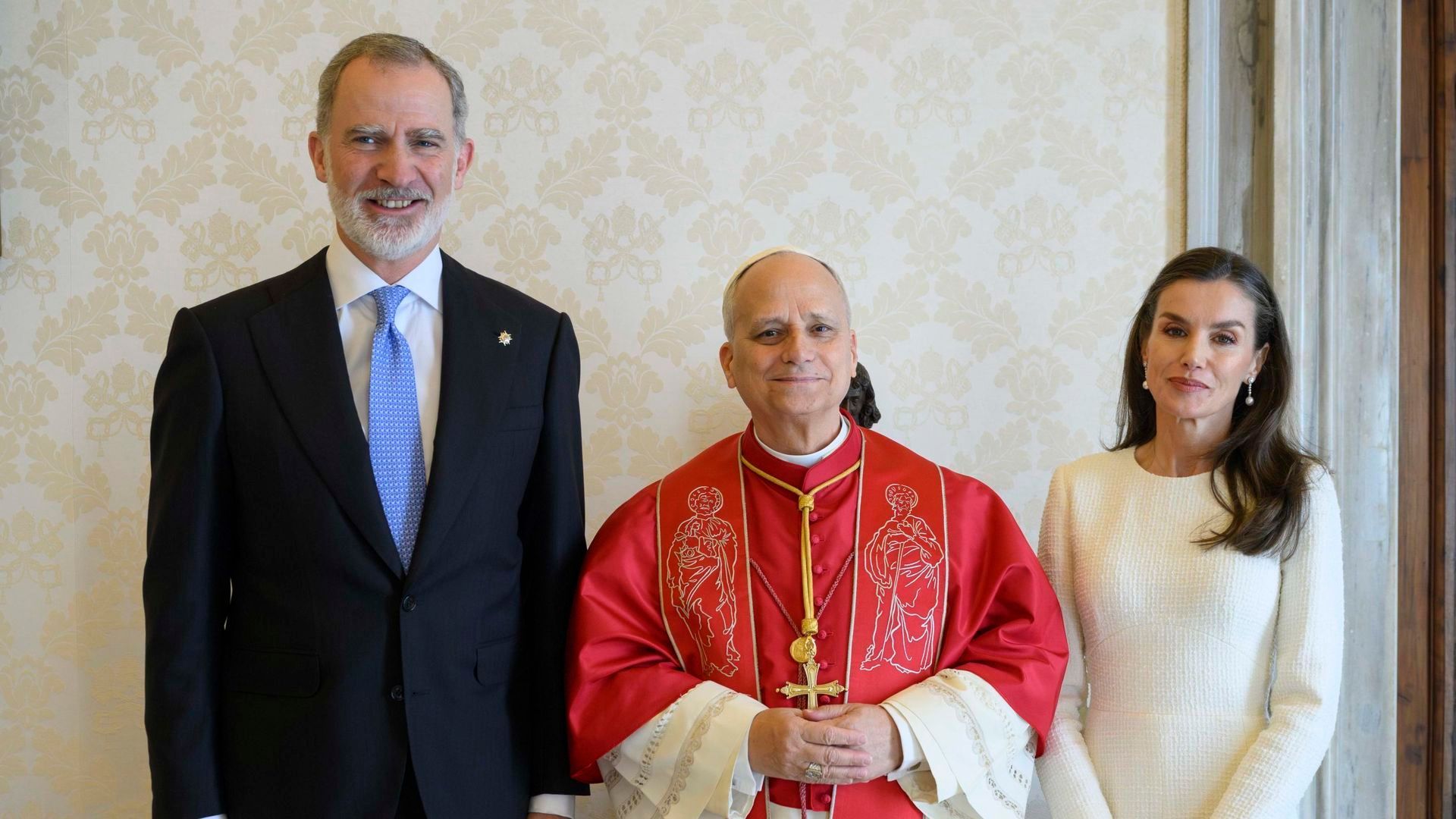 El rey Felipe VI, el papa León XIV y la reina Letizia