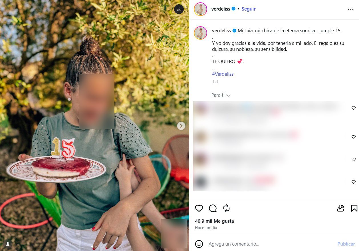 Laia, la hija de Verdeliss ha cumplido 15 años