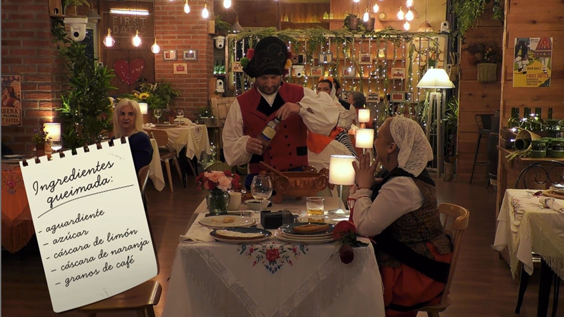 Un gallego realiza una queimada en el restaurante de 'First Dates' y se le olvida el tradicional conjuro: "Es para conseguir a mi otra mitad"
