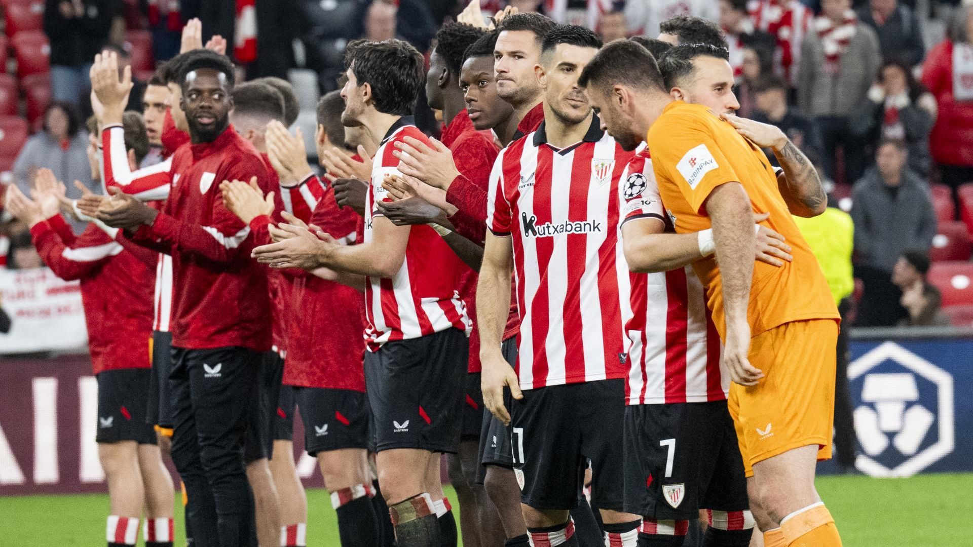 El Athletic celebra su partido contra el PSG en la Champions League