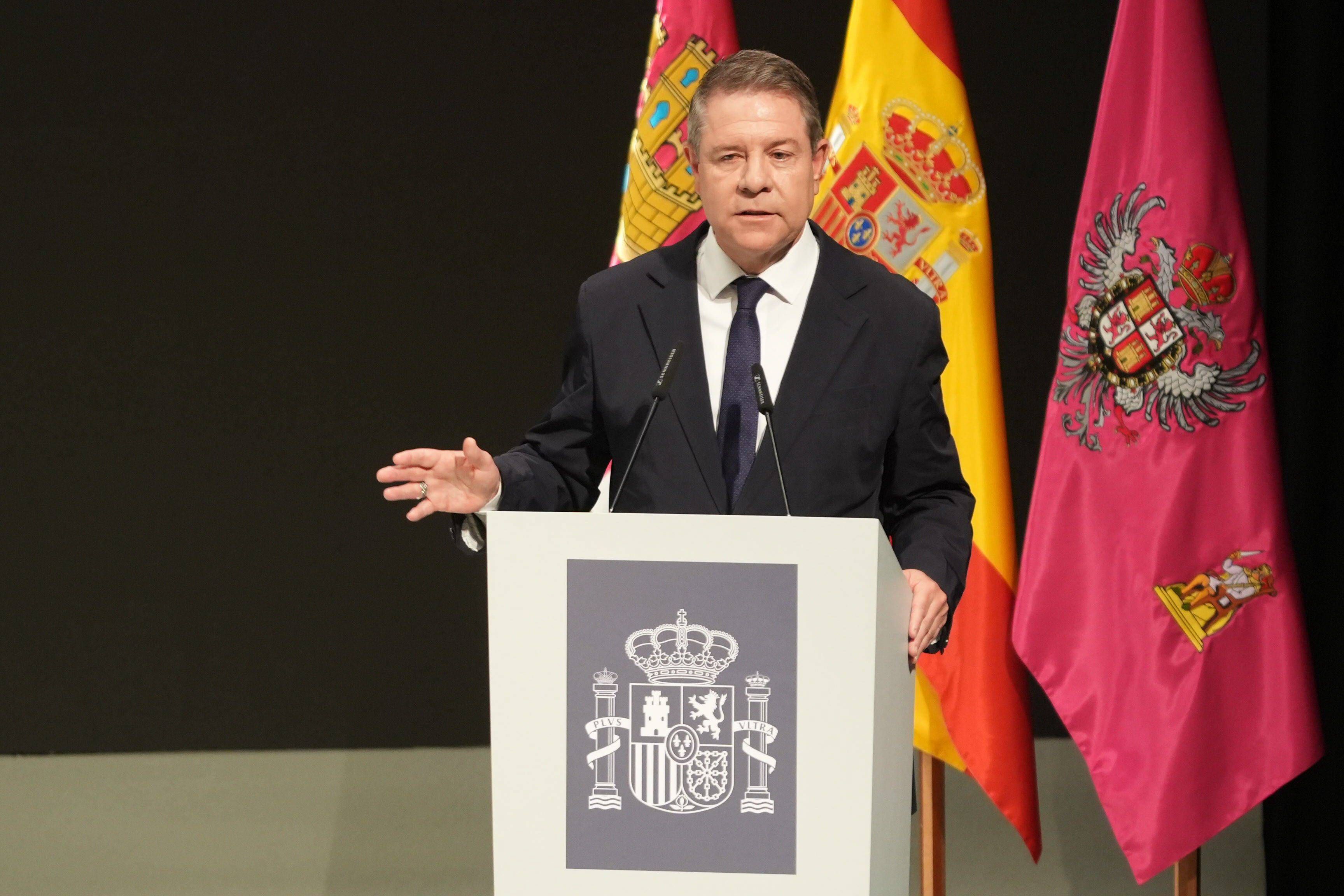 El presidente de Castilla-La Mancha, Emiliano García-Page, en su discurso