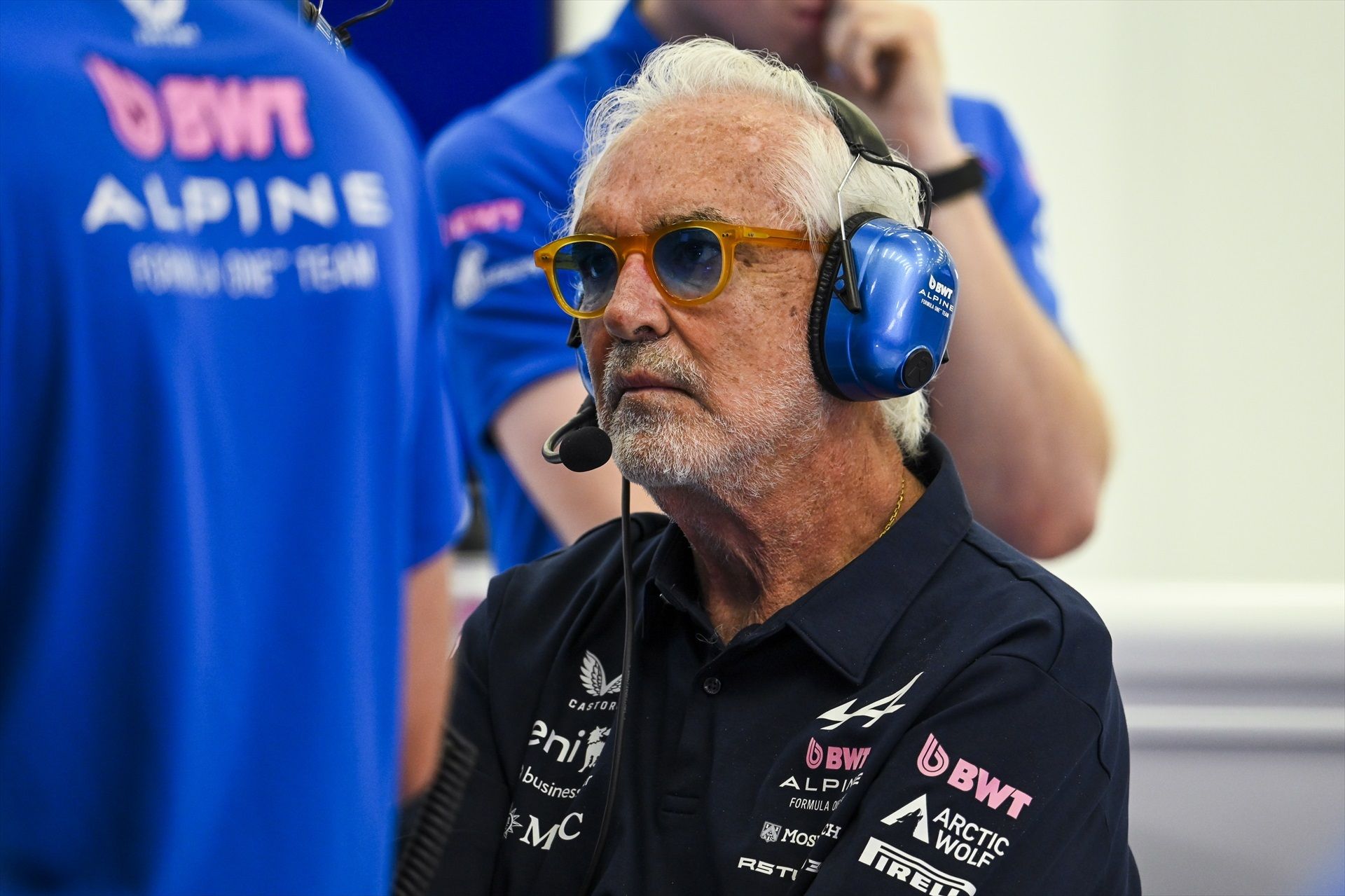Flavio Briatore durante los test de pretemproada este año