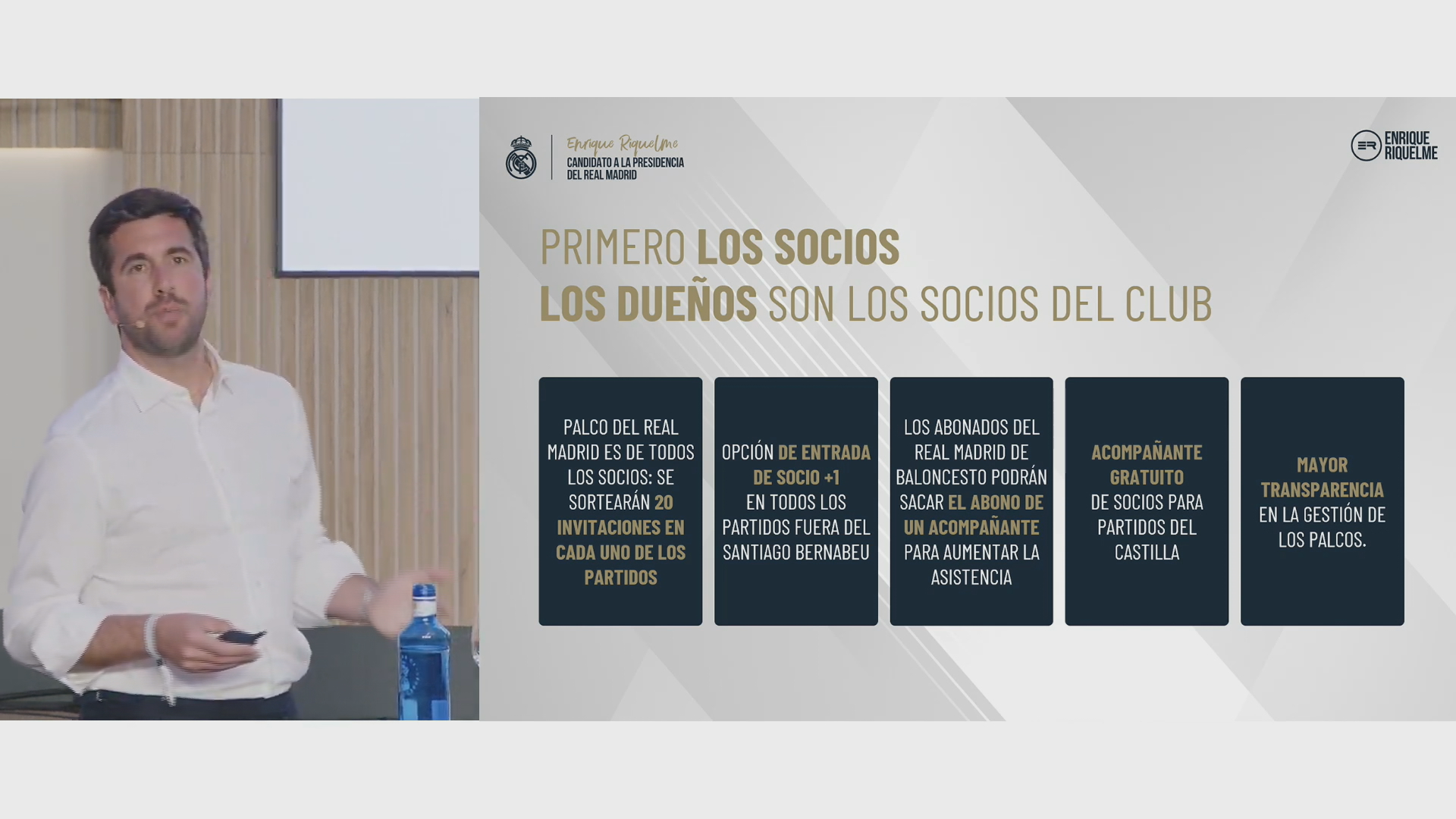 Las promesas de Enrique Riquelme a los socios del Real Madrid Las promesas de Enrique Riquelme a los socios del Real Madrid