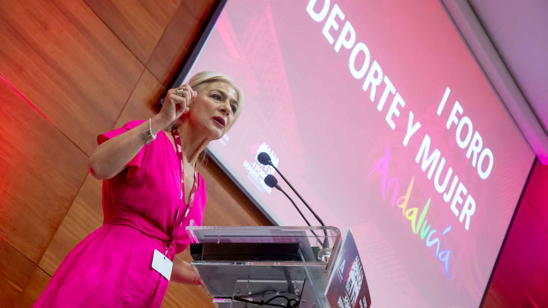 Patricia del Pozo, consejera en funciones de Cultura y Deporte, en el I Foro Deporte y Mujer Andalucía
