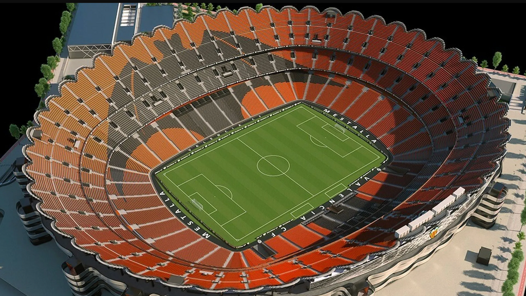 Así ha quedado el Nou Mestalla tras la instalación del último anillo de compresión