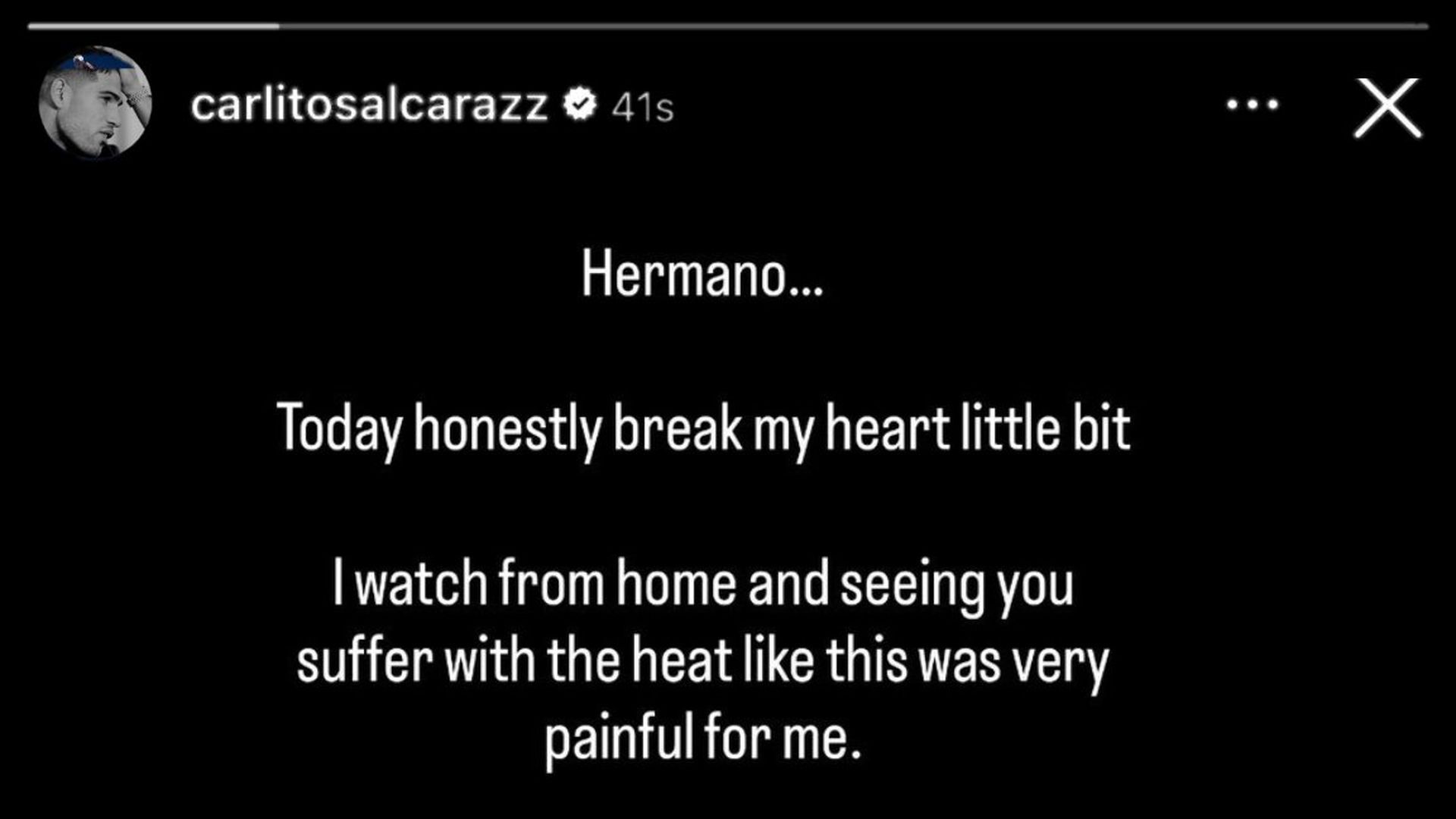Mensaje de Carlos Alcaraz a Jannik Sinner.