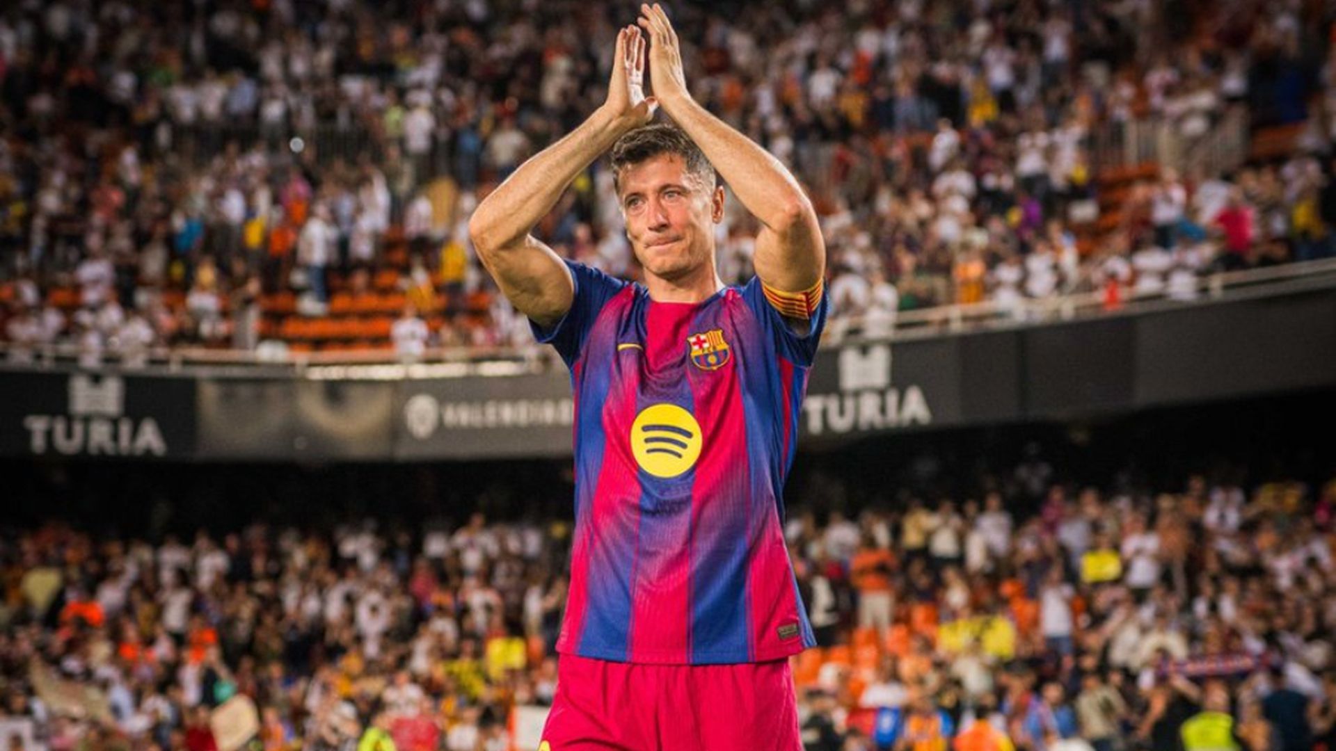 Robert Lewandowski, en Mestalla