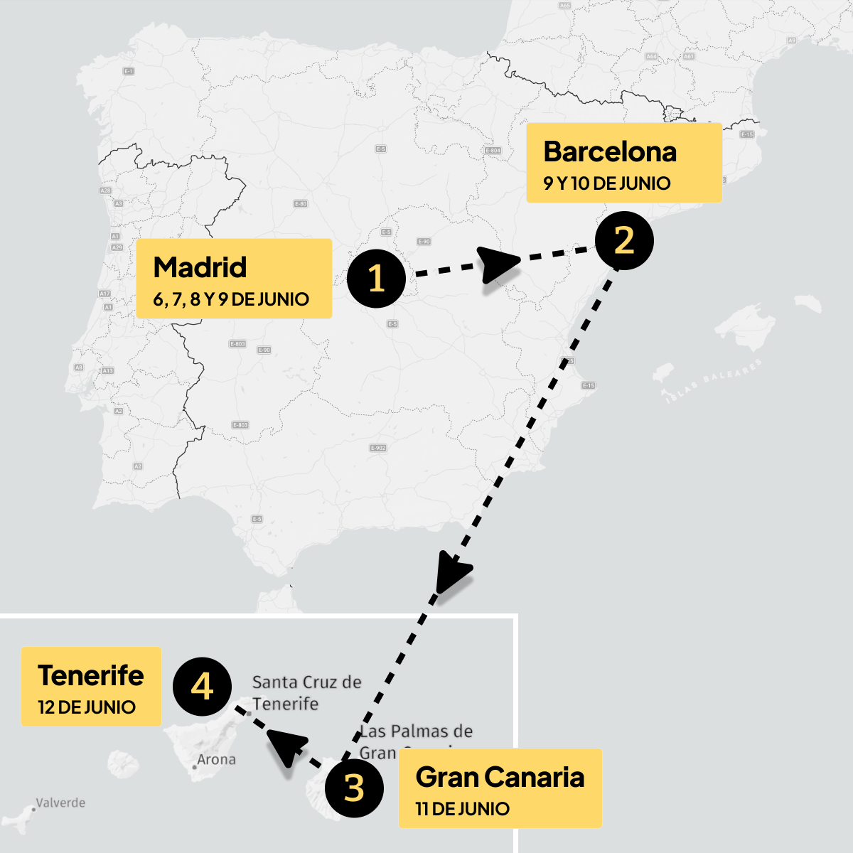 Ruta del papa León XIV por España