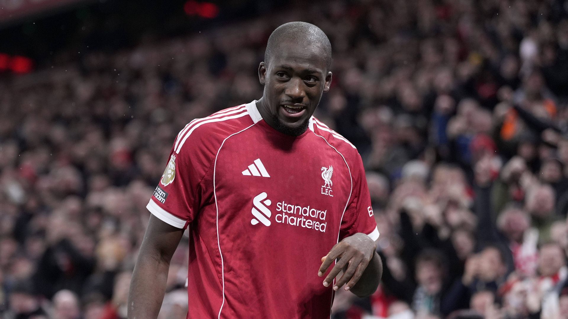 Ibrahima Konaté durante un partido del Liverpool esta temporada