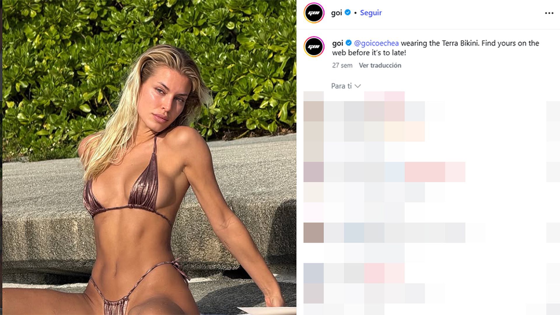 Jessica Goicoechea, con el bikini de Aitana