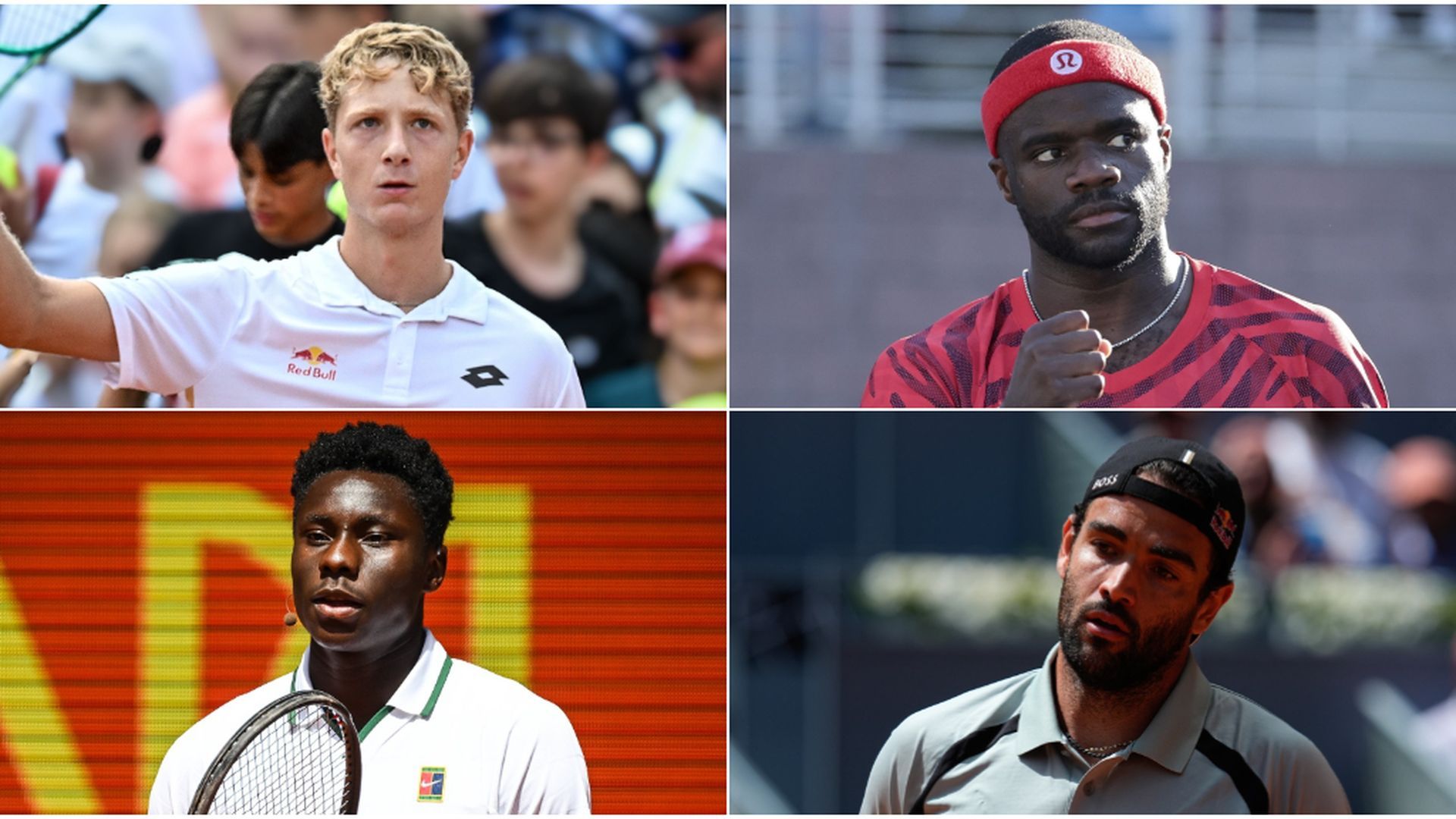 Martín Landaluce, Frances Tiafoe, Moïse Kouamé y Matteo Berrettini