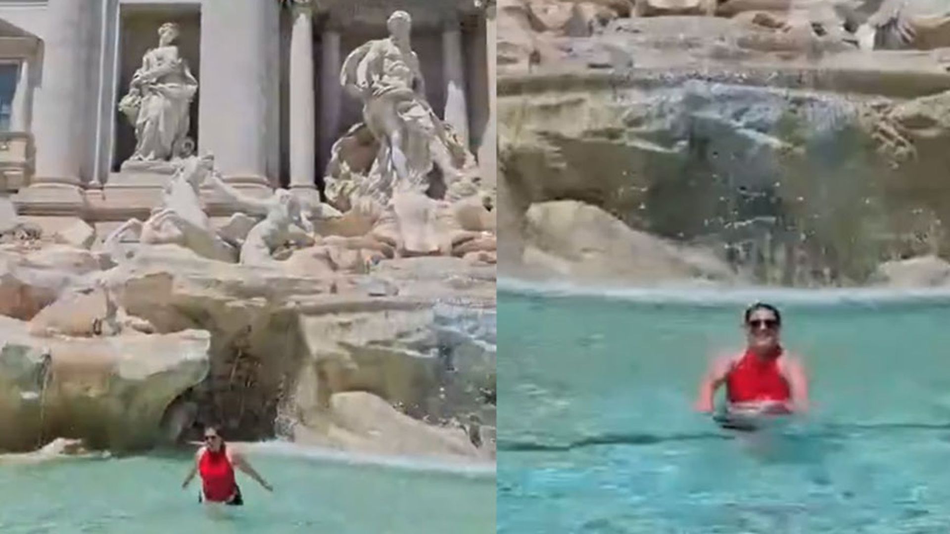 Una turista se lanza a la fontana di Trevi, en Roma