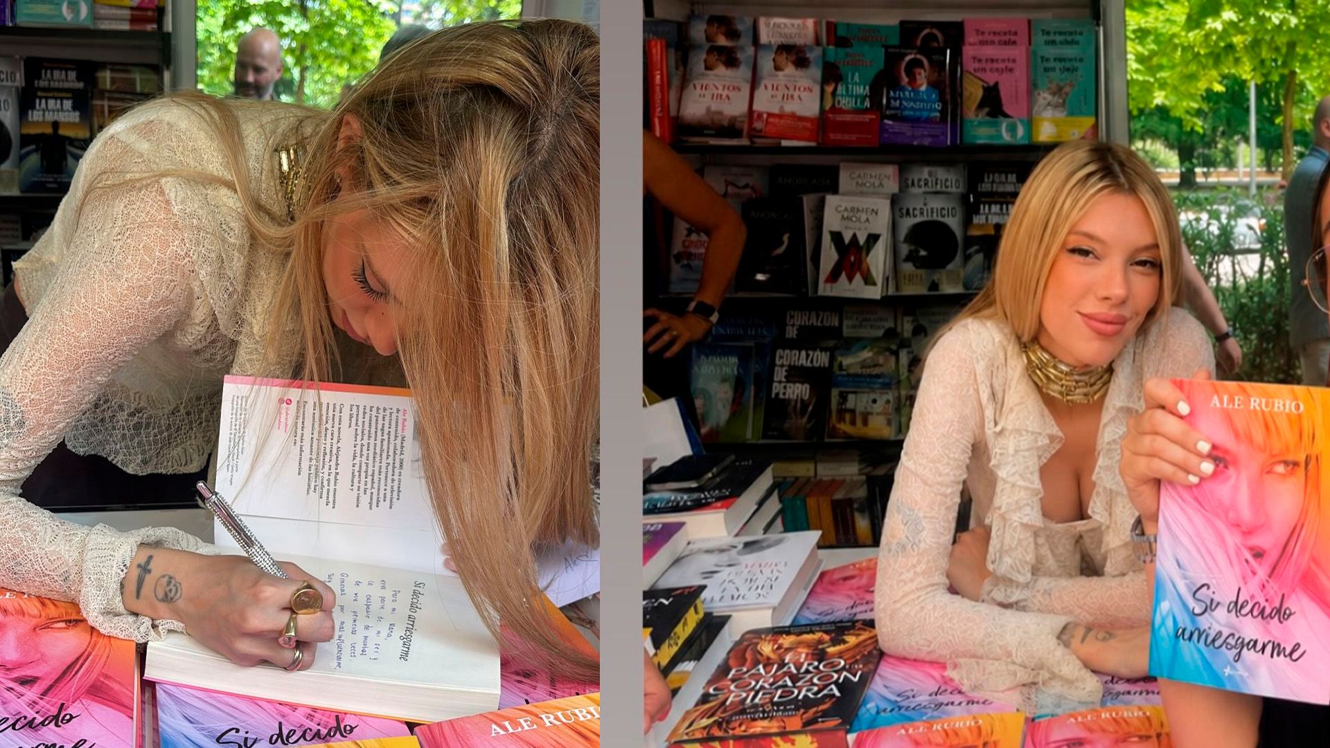 Alejandra durante su segundo día de firmas
